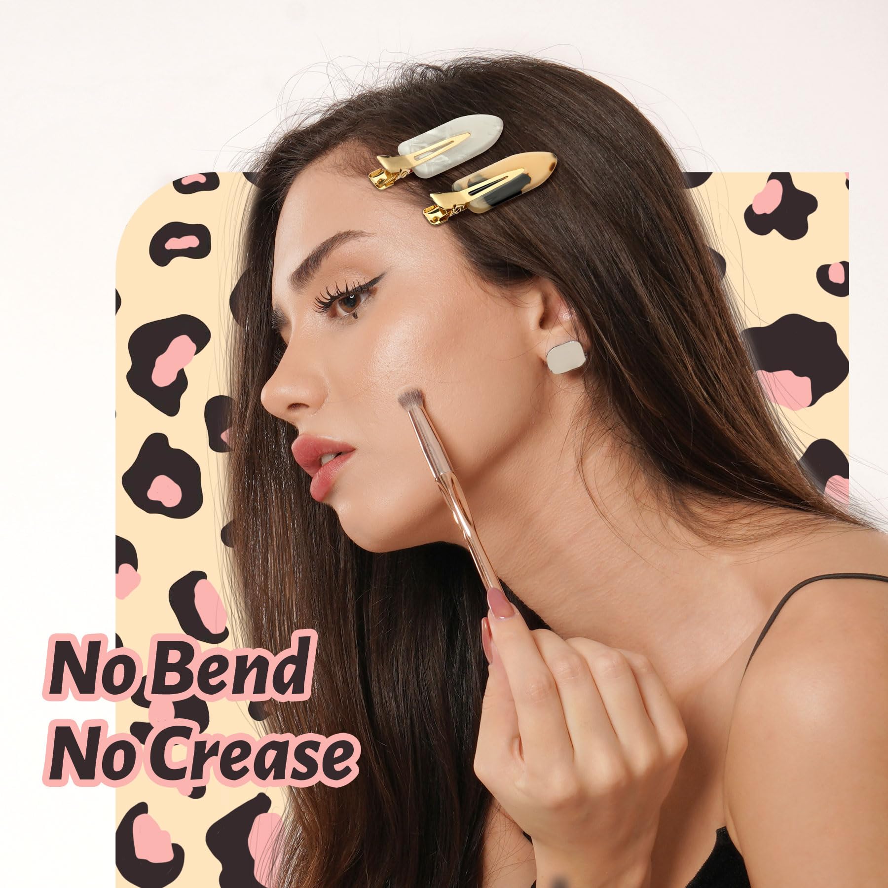 YIERSO creaseless duckbill alligator barrettes laid out to display the toothless flat design used for dent free hair styling