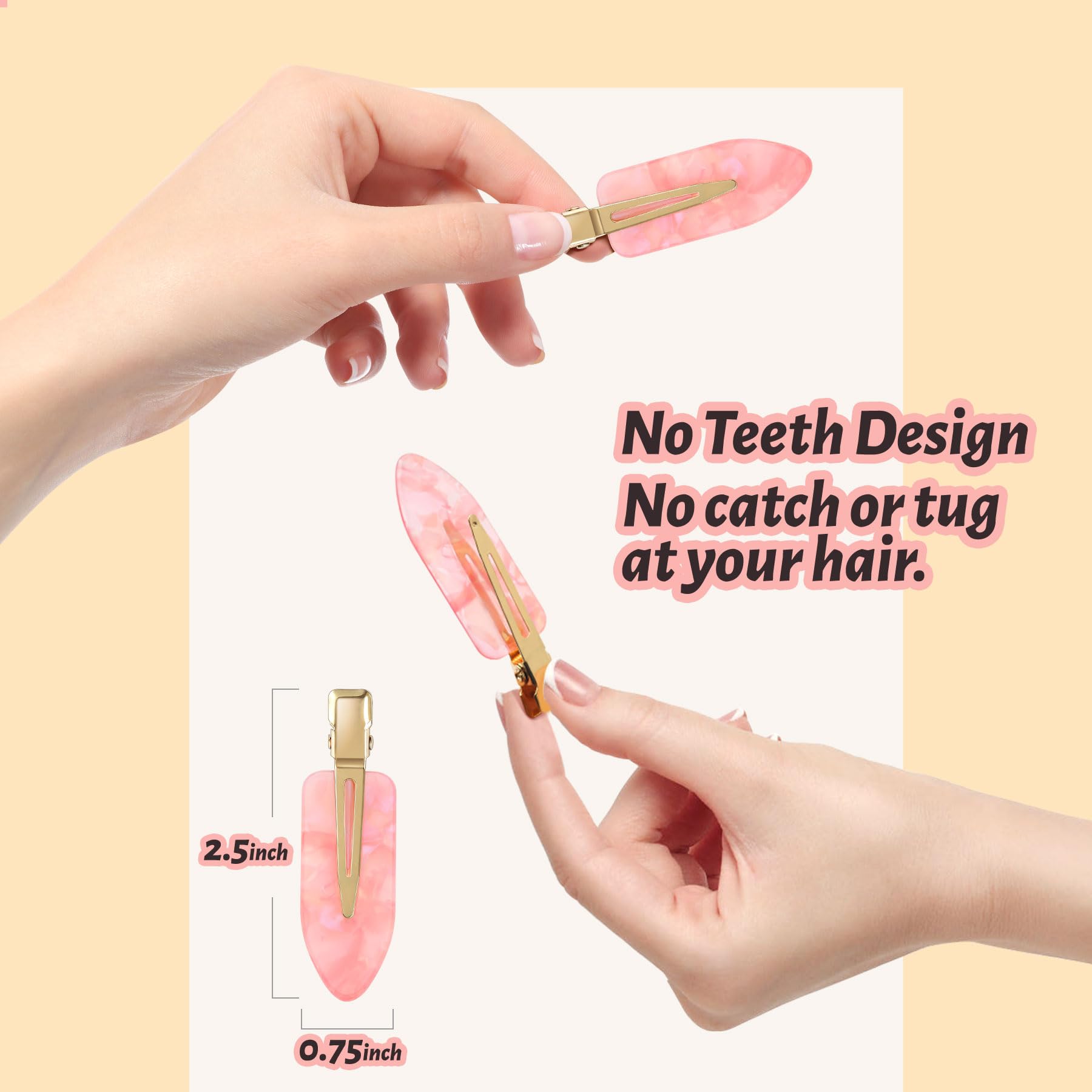 Full collection of eight YIERSO creaseless hair clips illustrating the dual color assortment for women and girls
