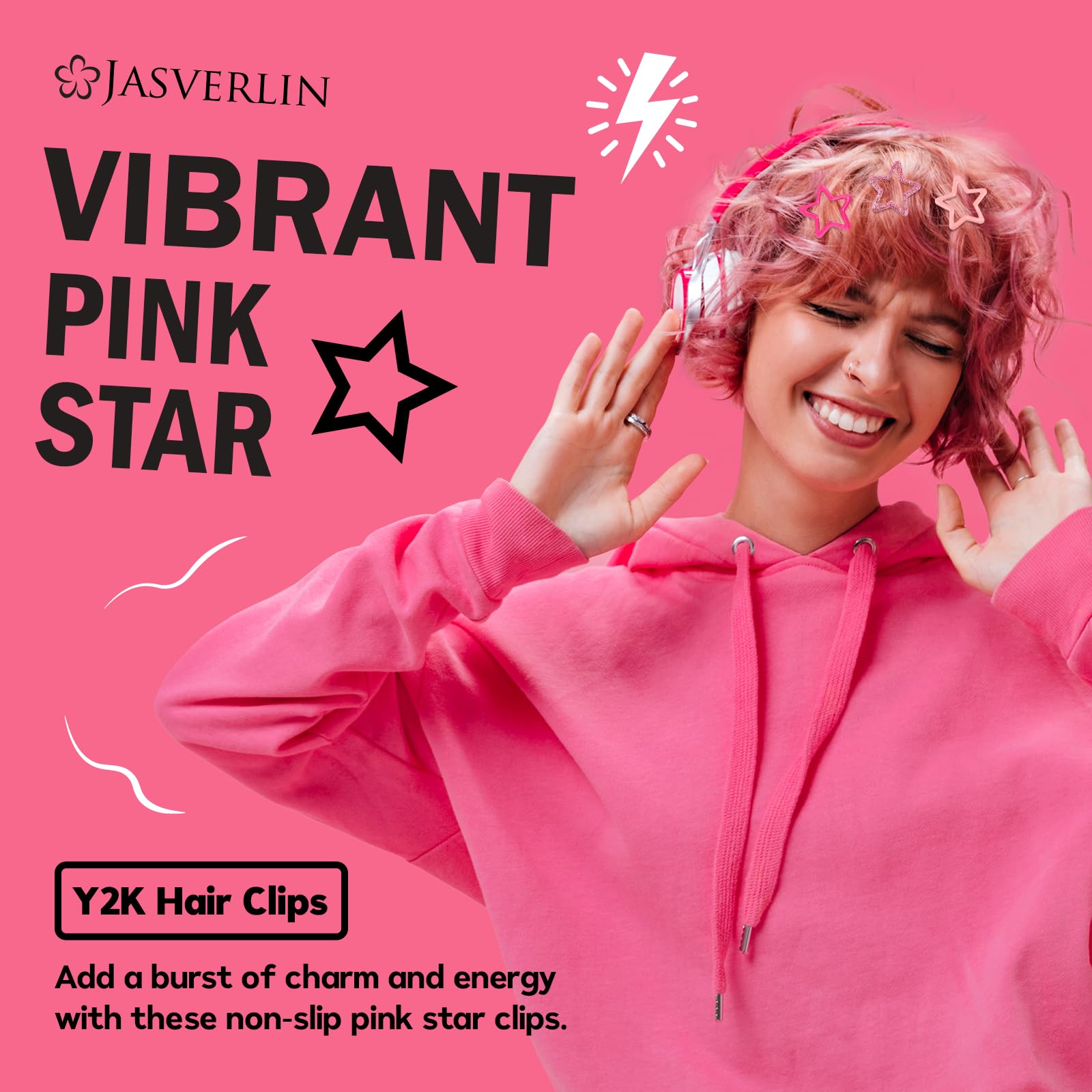 Jasverlin star hair clips featuring glitter and matte finish