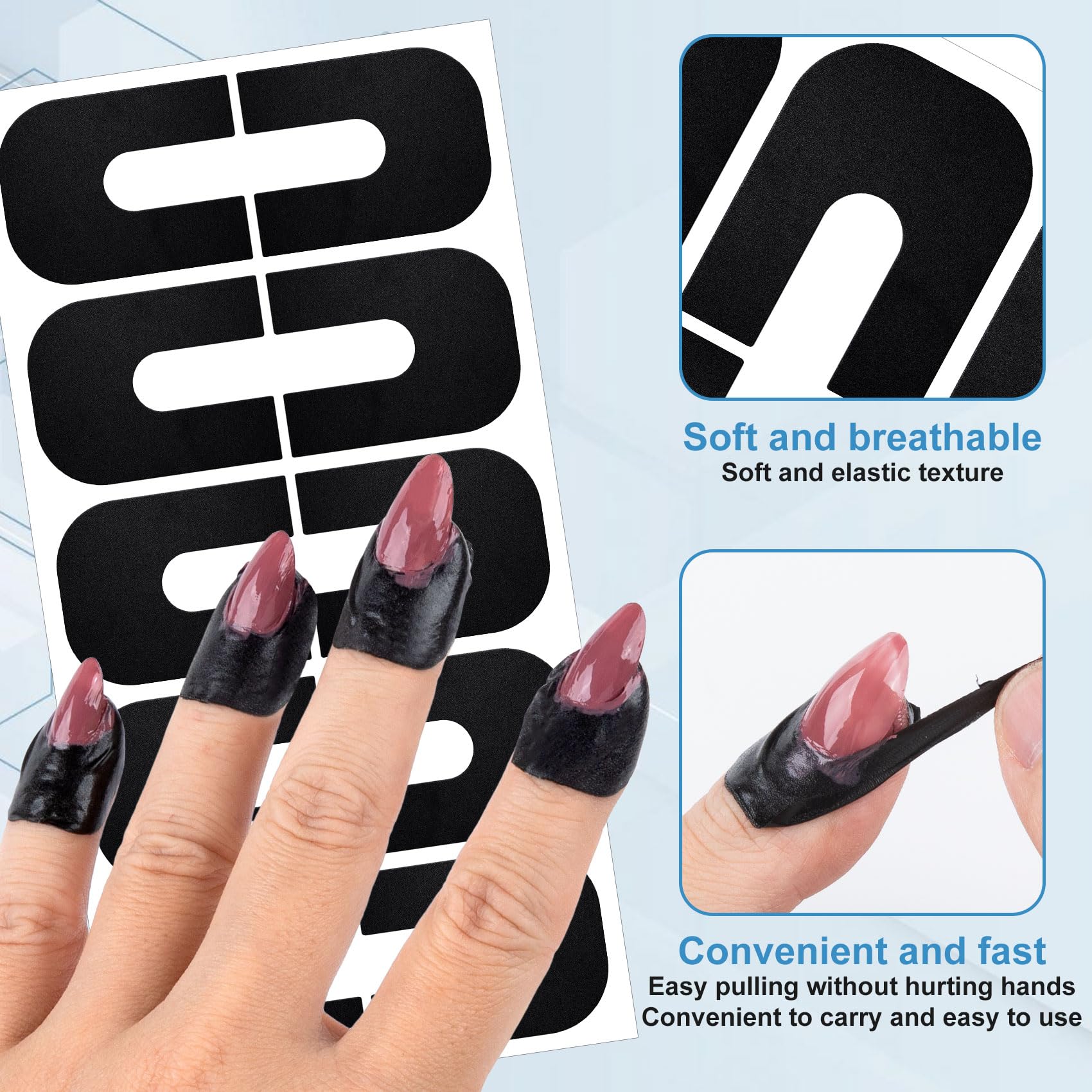 Disposable gel nail sticker skin barrier protecting fingers during purple nail painting
