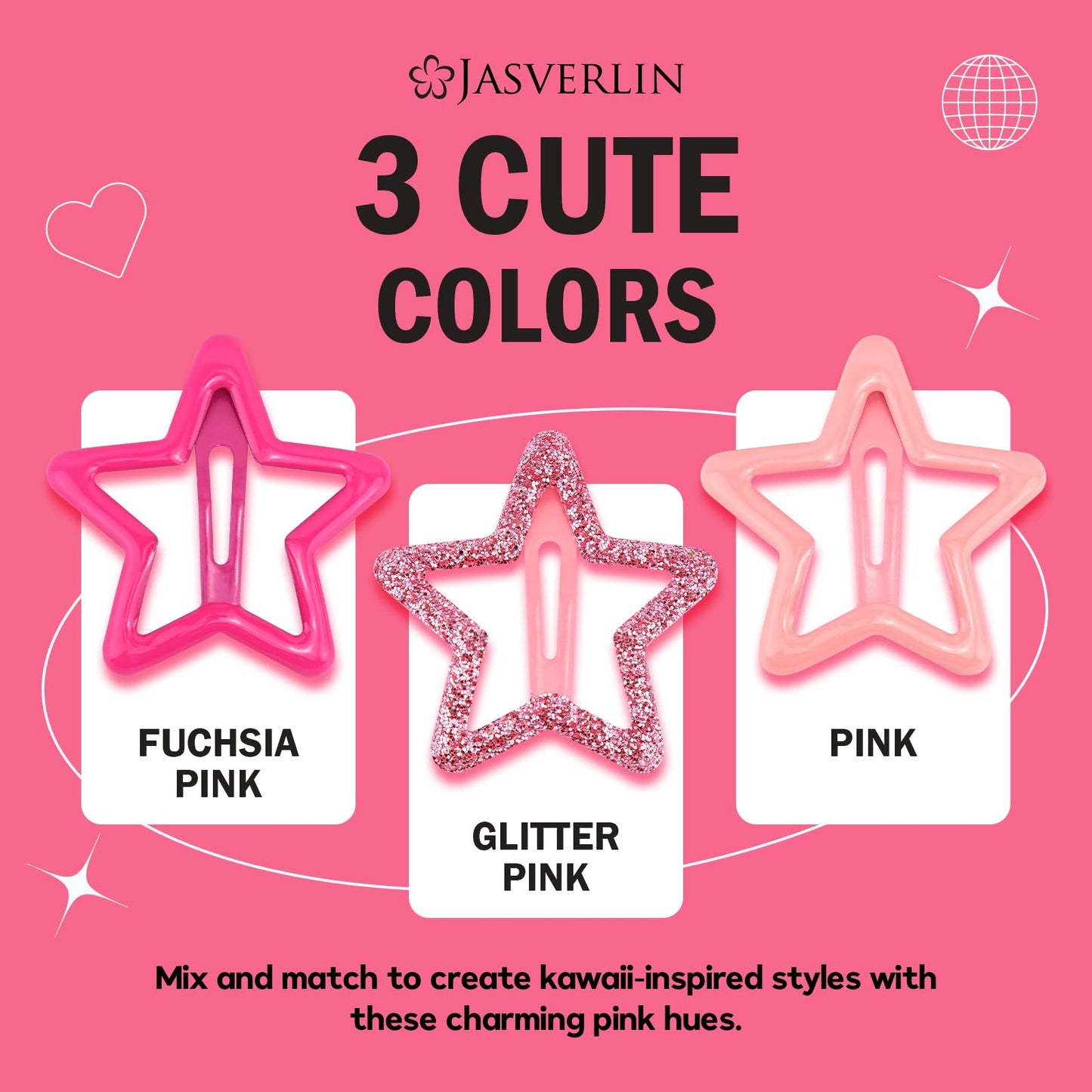 Jasverlin star hair clips inside the included storage box