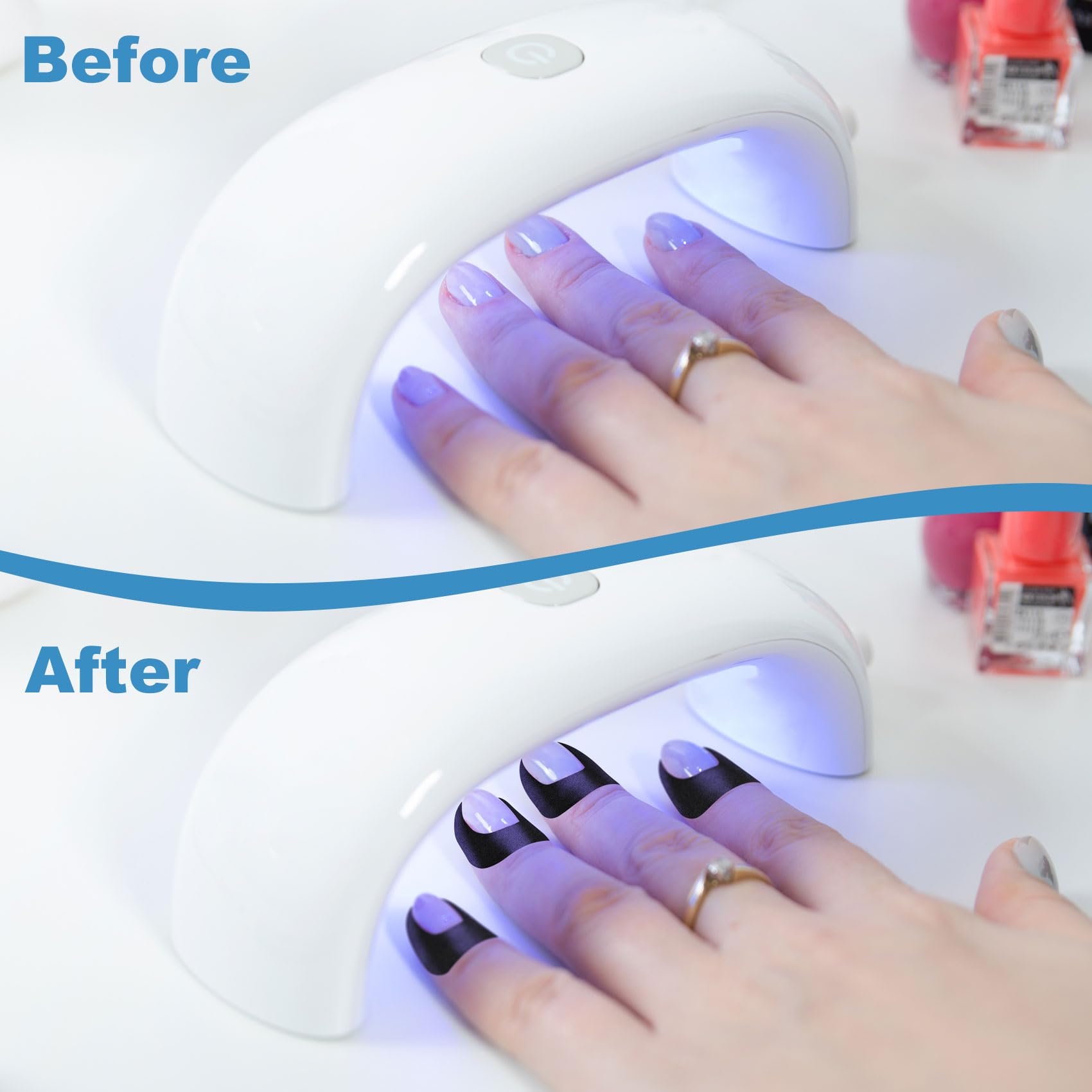 Step by step application of SmallCat U-shaped spill proof manicure stickers