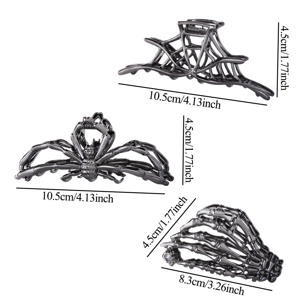 Rauimour punk style black gun metal spider shaped hair claw clip for alternative styling