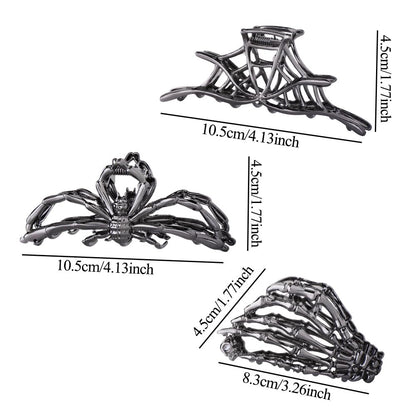 Rauimour punk style black gun metal spider shaped hair claw clip for alternative styling