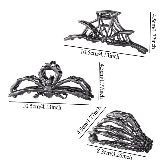 Rauimour punk style black gun metal spider shaped hair claw clip for alternative styling