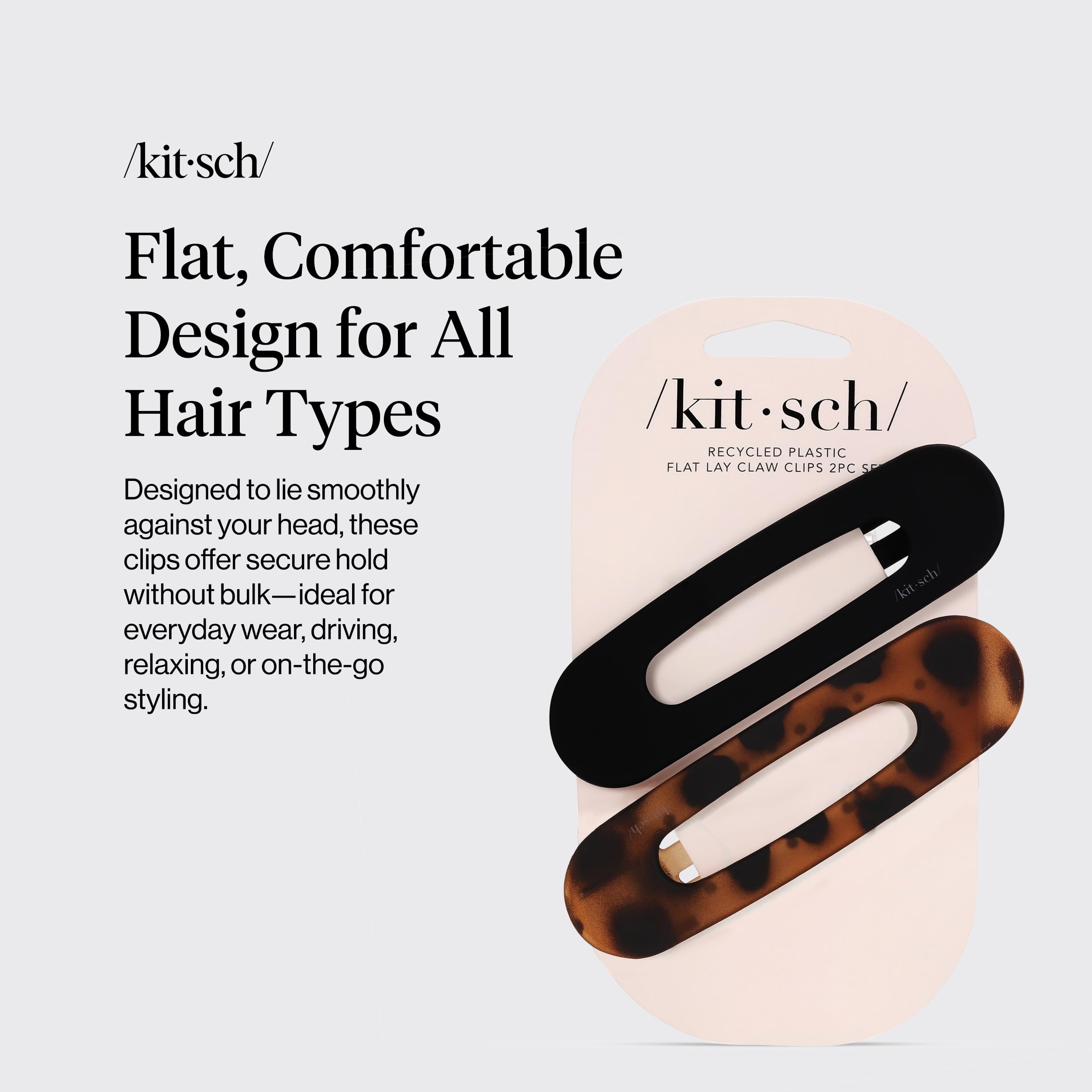 Kitsch flat claw clips side angle showcasing the low profile lay flat design