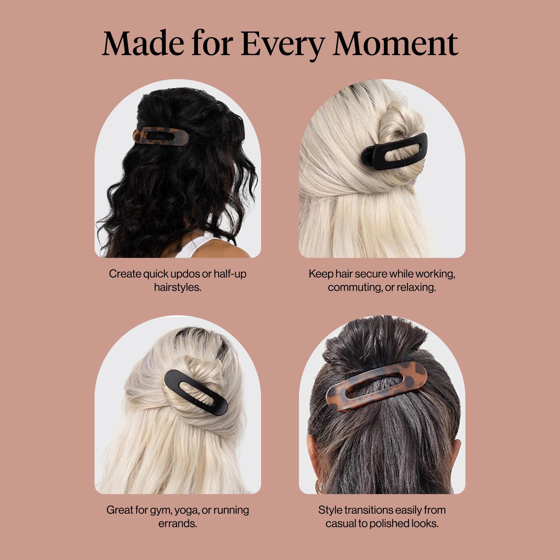 Packaging of Kitsch flat hair clips 2 piece set for women