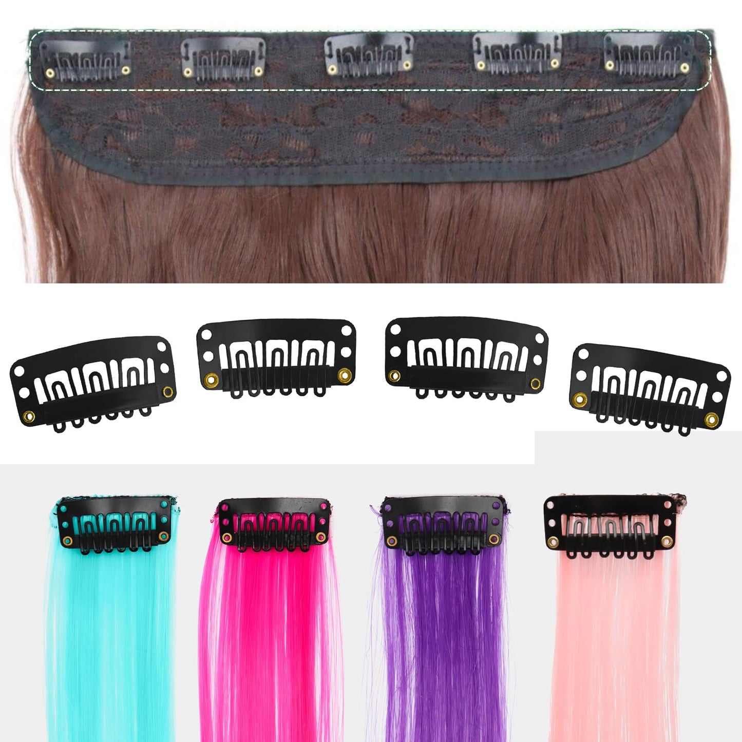 Full set of hair extension clips and sewing tools