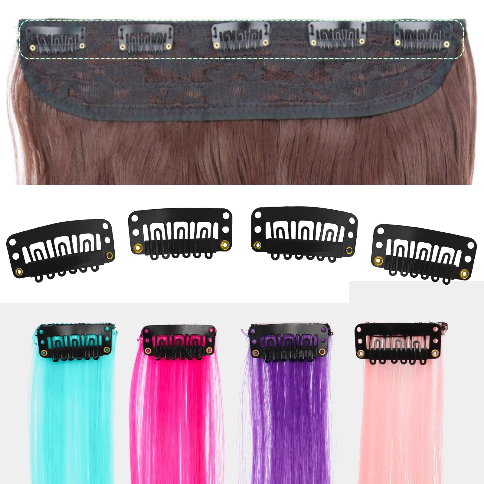 Full set of hair extension clips and sewing tools