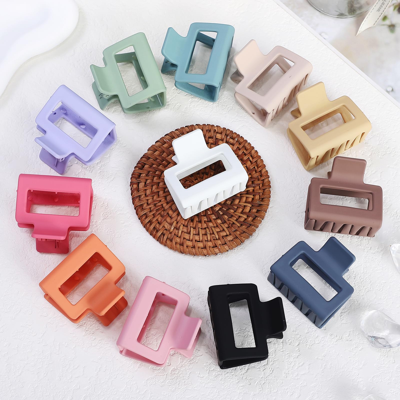 Close up of the rubber paint texture on Sisiaipu colorful square hair accessories for girls