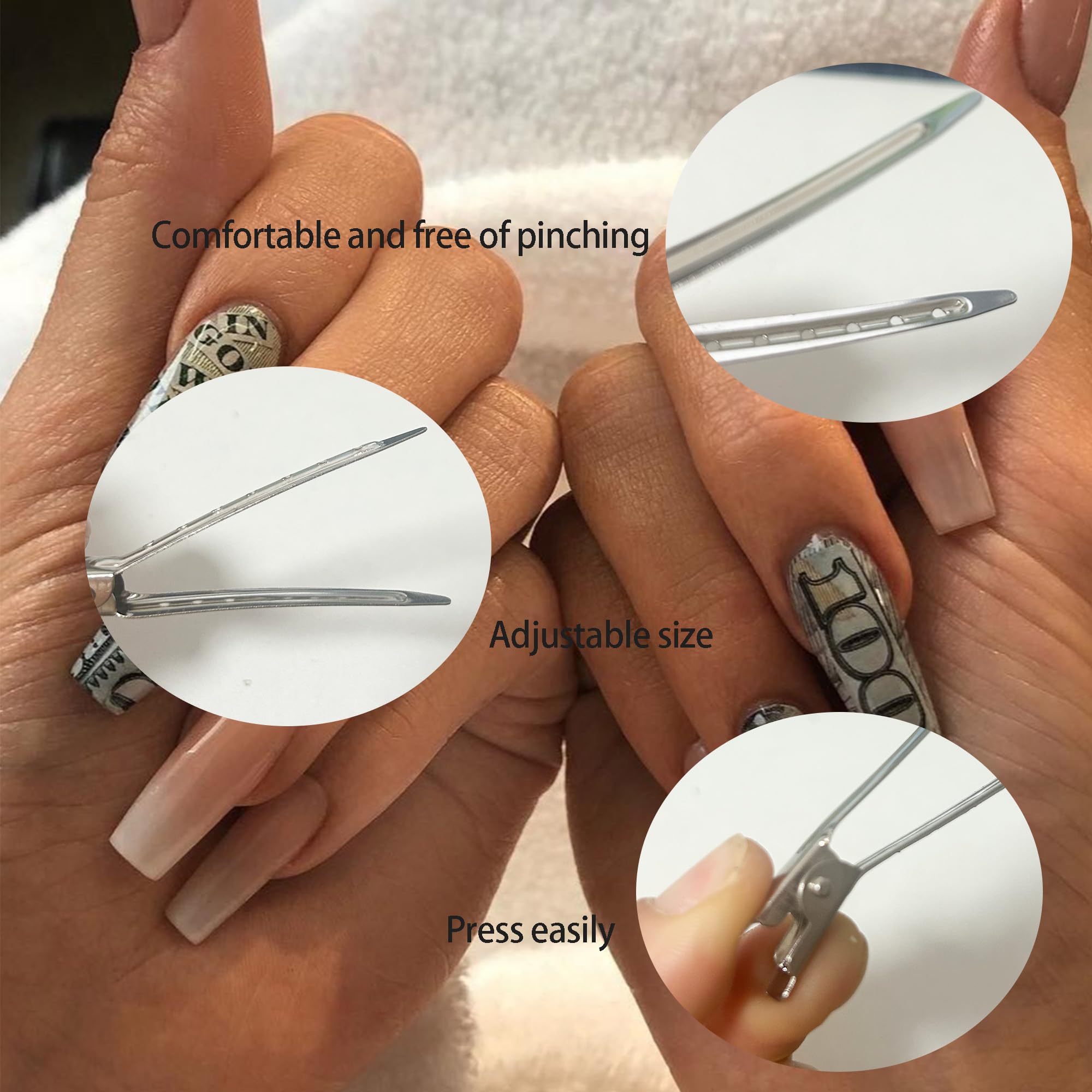 Detailed side profile of the XLANMAY non slip nail protector highlighting its sturdy spring mechanism