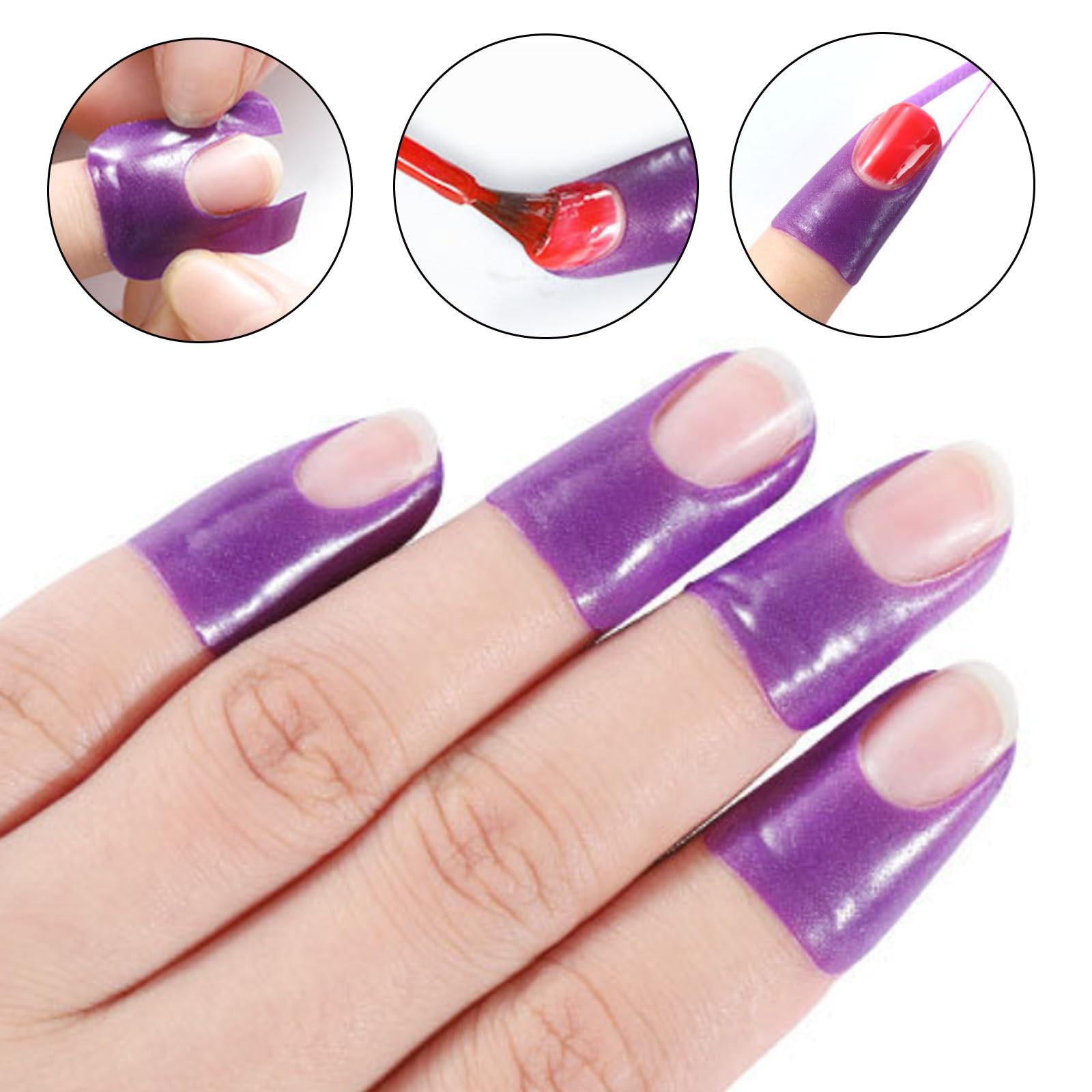 Close-up view of the flexible U-shaped tape material adapting smoothly to different finger sizes for professional home manicures.