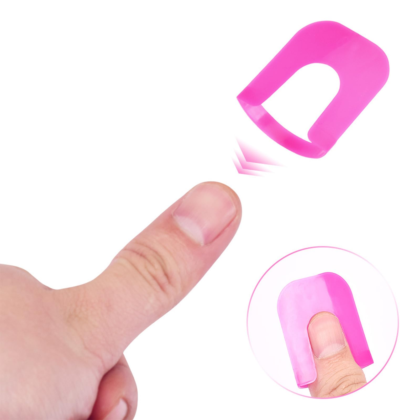 Demonstration of the soft plastic material bending easily to show the comfortable fit of the finger shields.