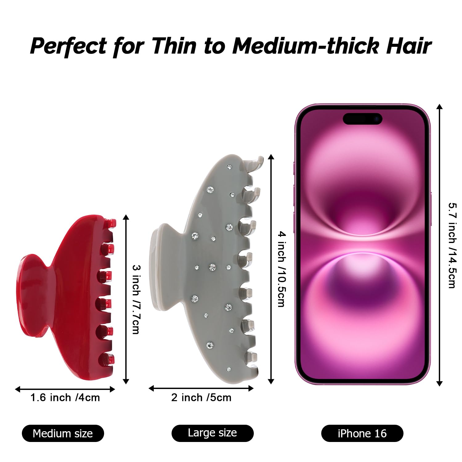 Maorulu 3 inch acetate banana clip side profile