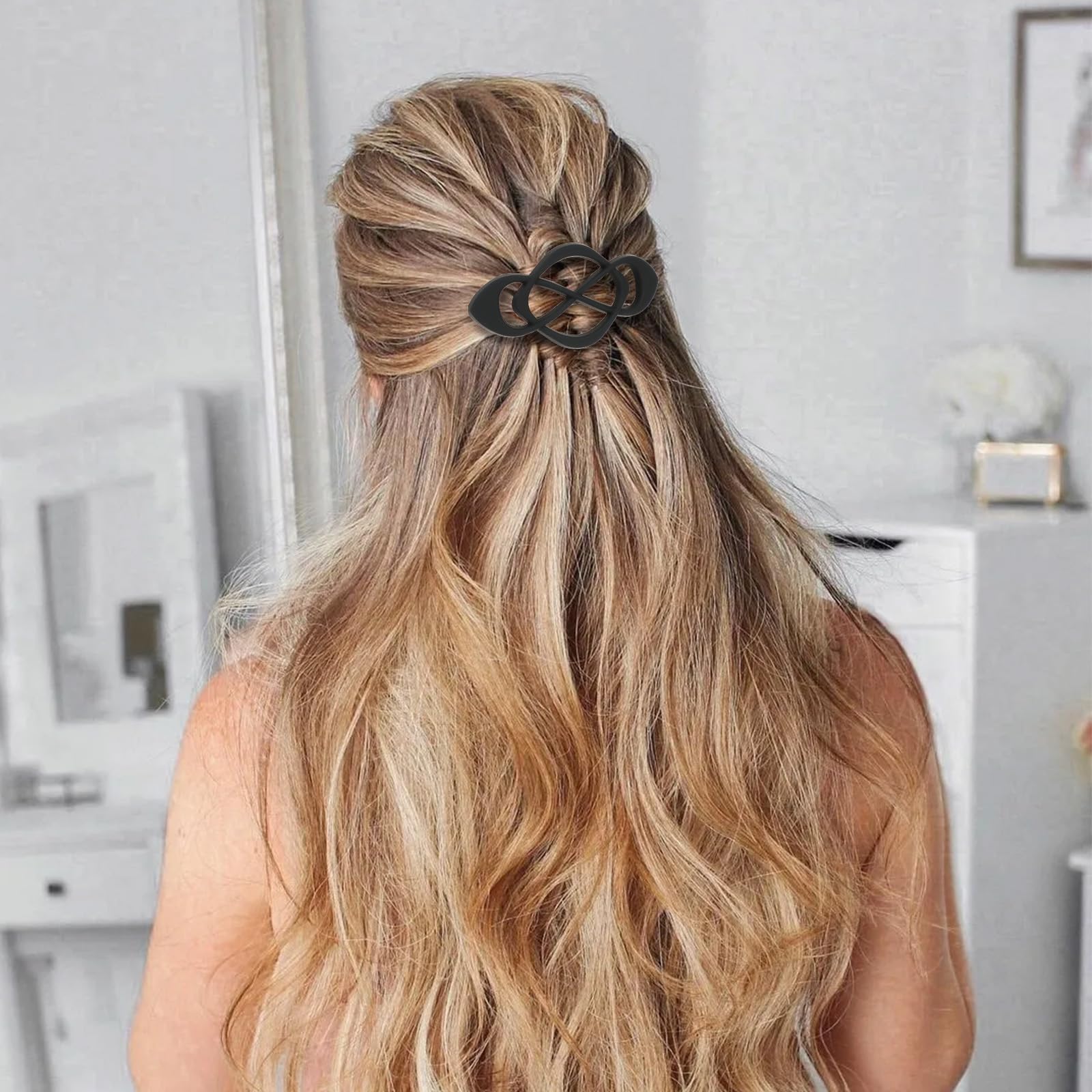 Amariver hair barrettes for women demonstrated on a half up hairstyle