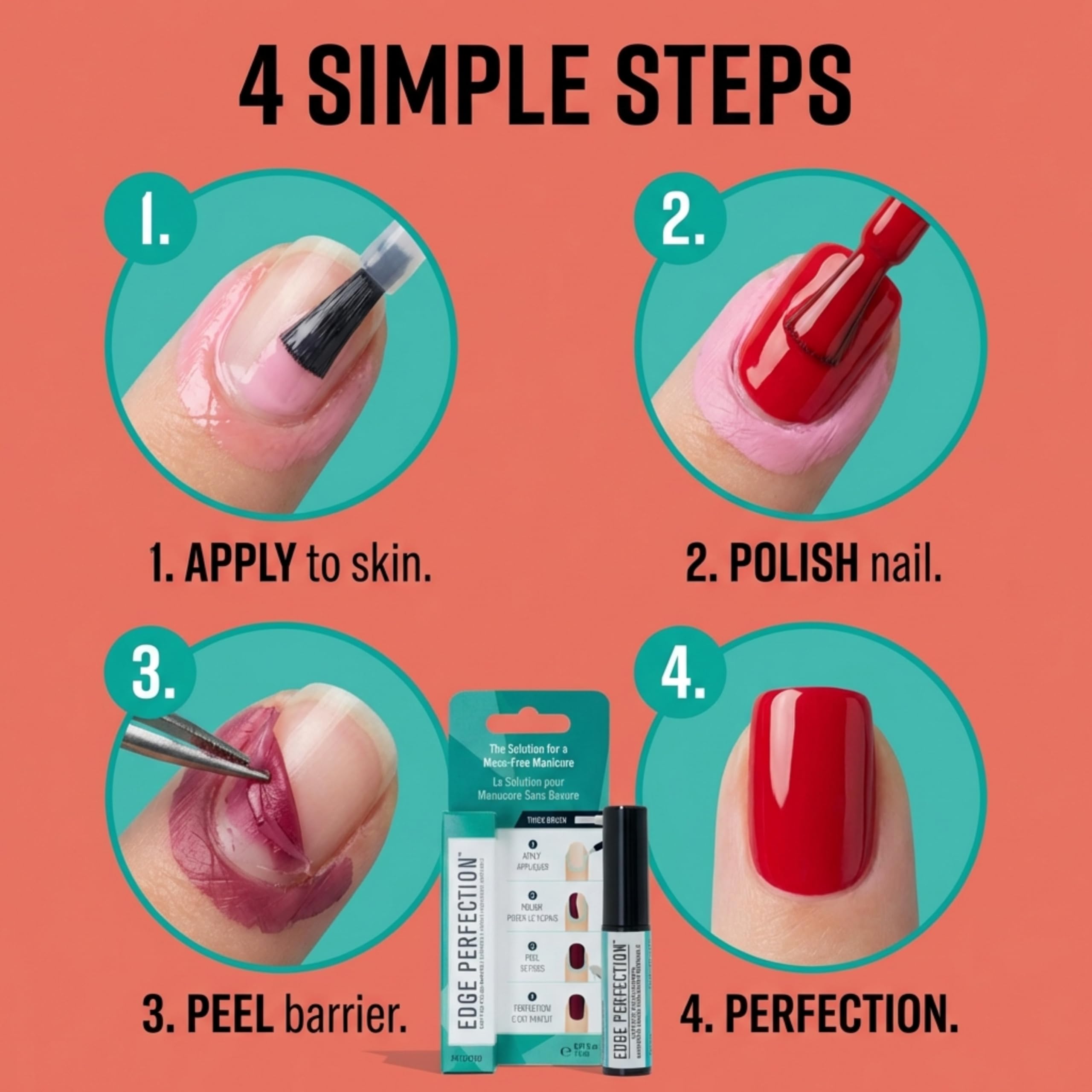 Applying Edge Perfection traditional polish barrier onto the cuticle skin around the nail.