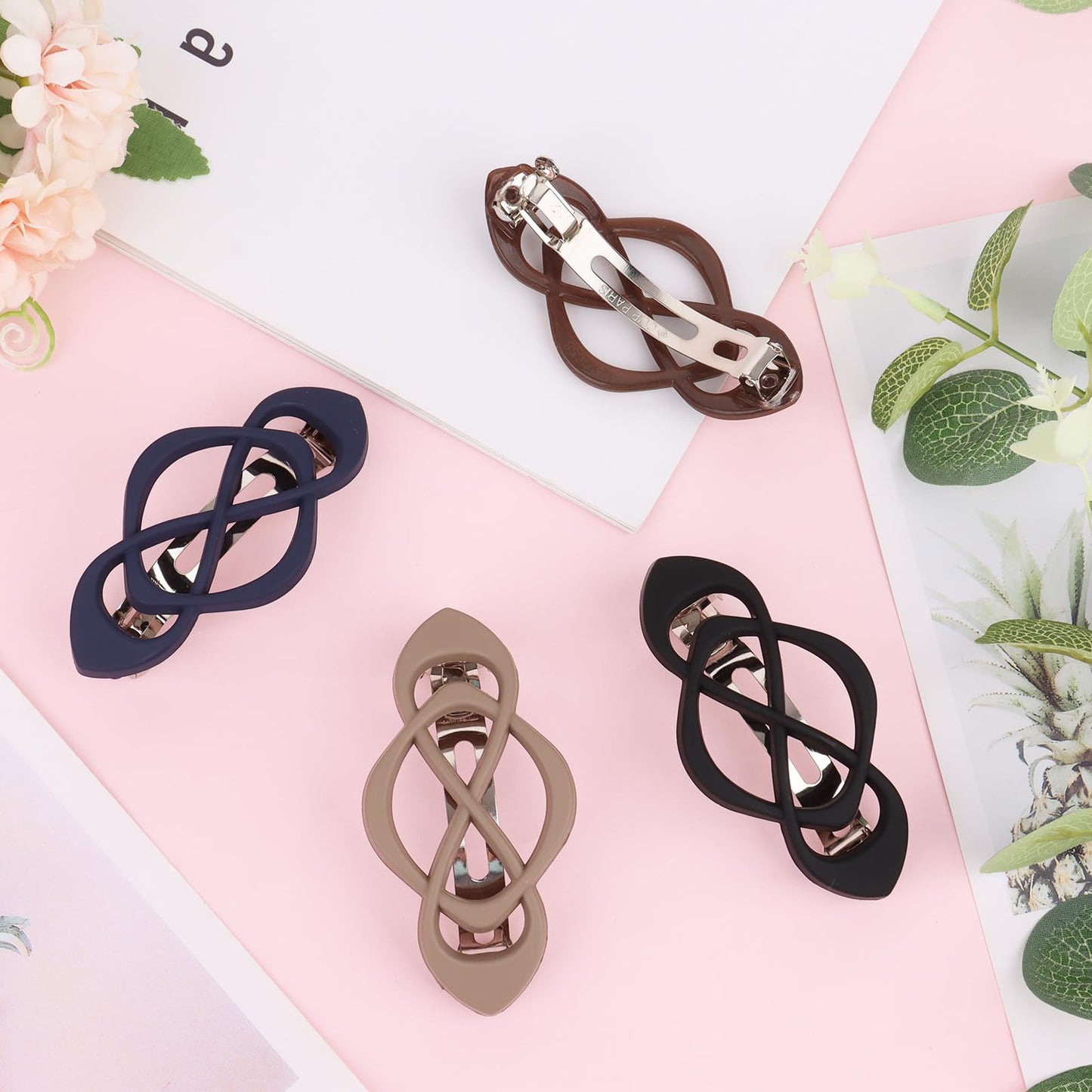 Amariver imported four piece non slip hair clip set packaging view