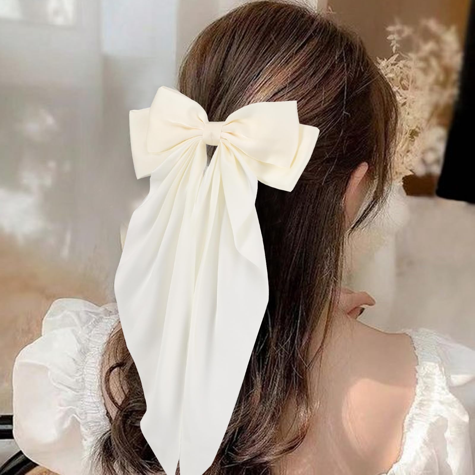 Chic neutral colored handmade soft fabric bowknot hair ties for girls