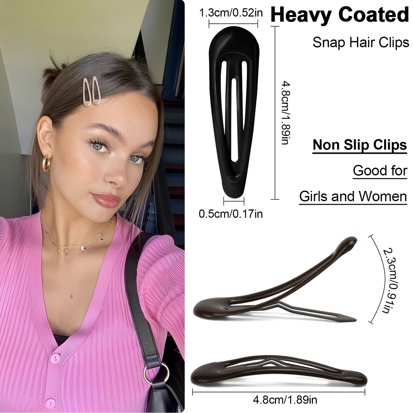 Close-up of GKETN heavy coated non slip hair clips showing the smooth rust resistant finish