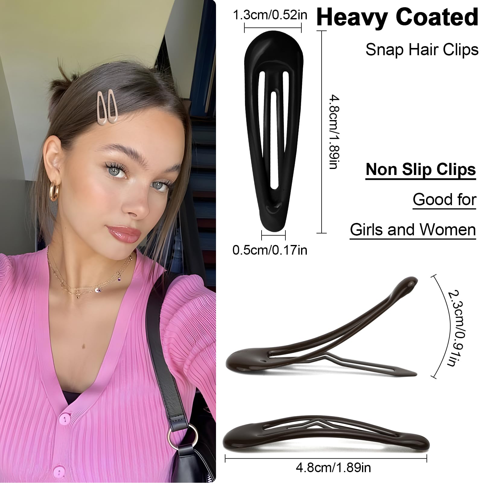 Close-up of GKETN heavy coated non slip hair clips showing the smooth rust resistant finish