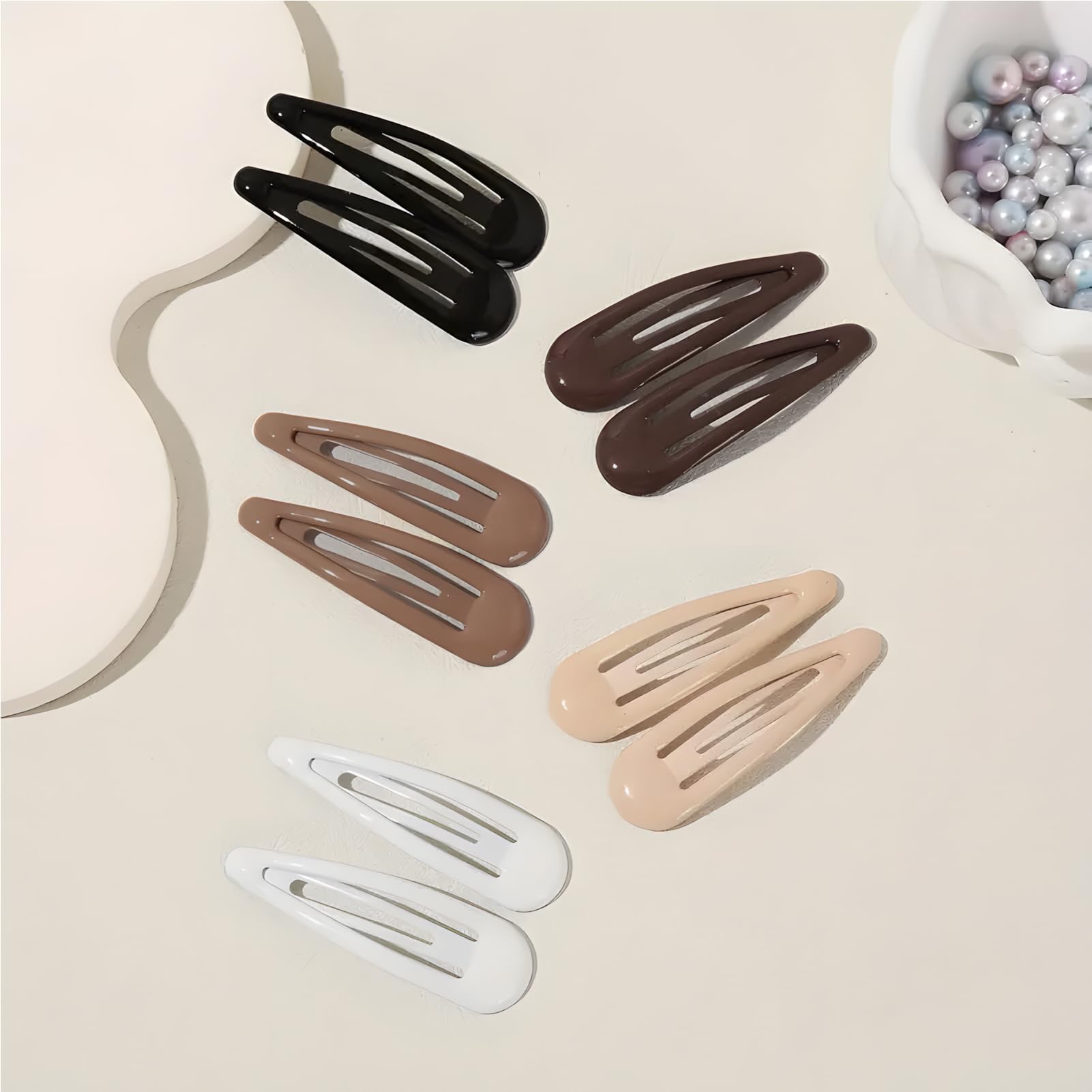 GKETN water drop hair barrettes in assorted colors including black brown and white