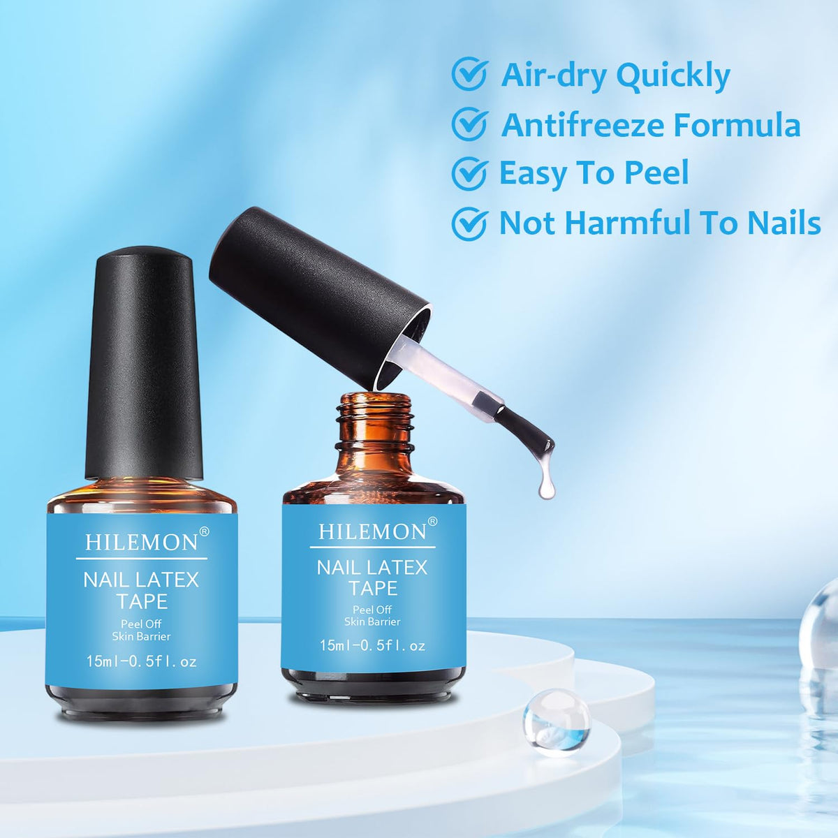 Ready for DIY nail art setup featuring liquid latex bottles