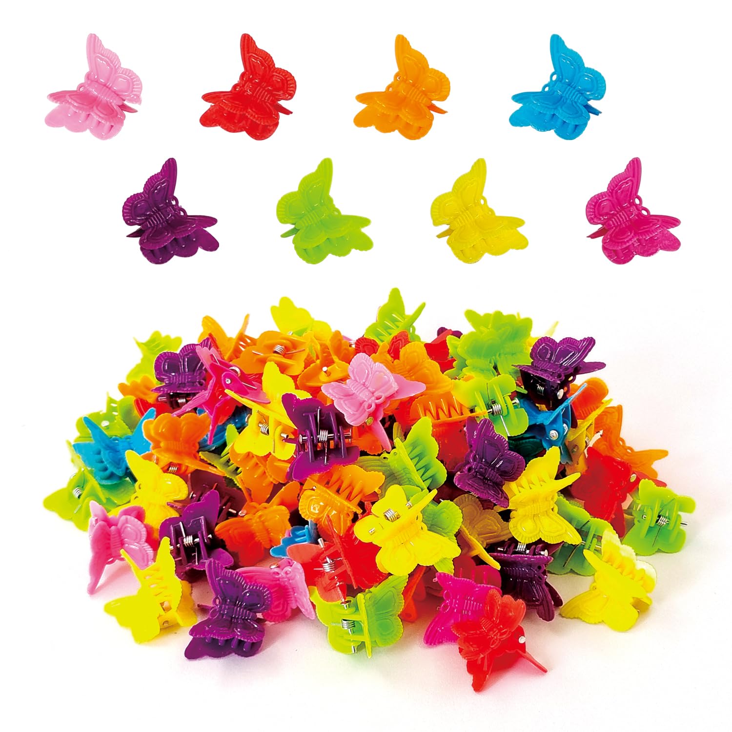 Close up of Xiehe mini butterfly hair clips showing interlocking jaws