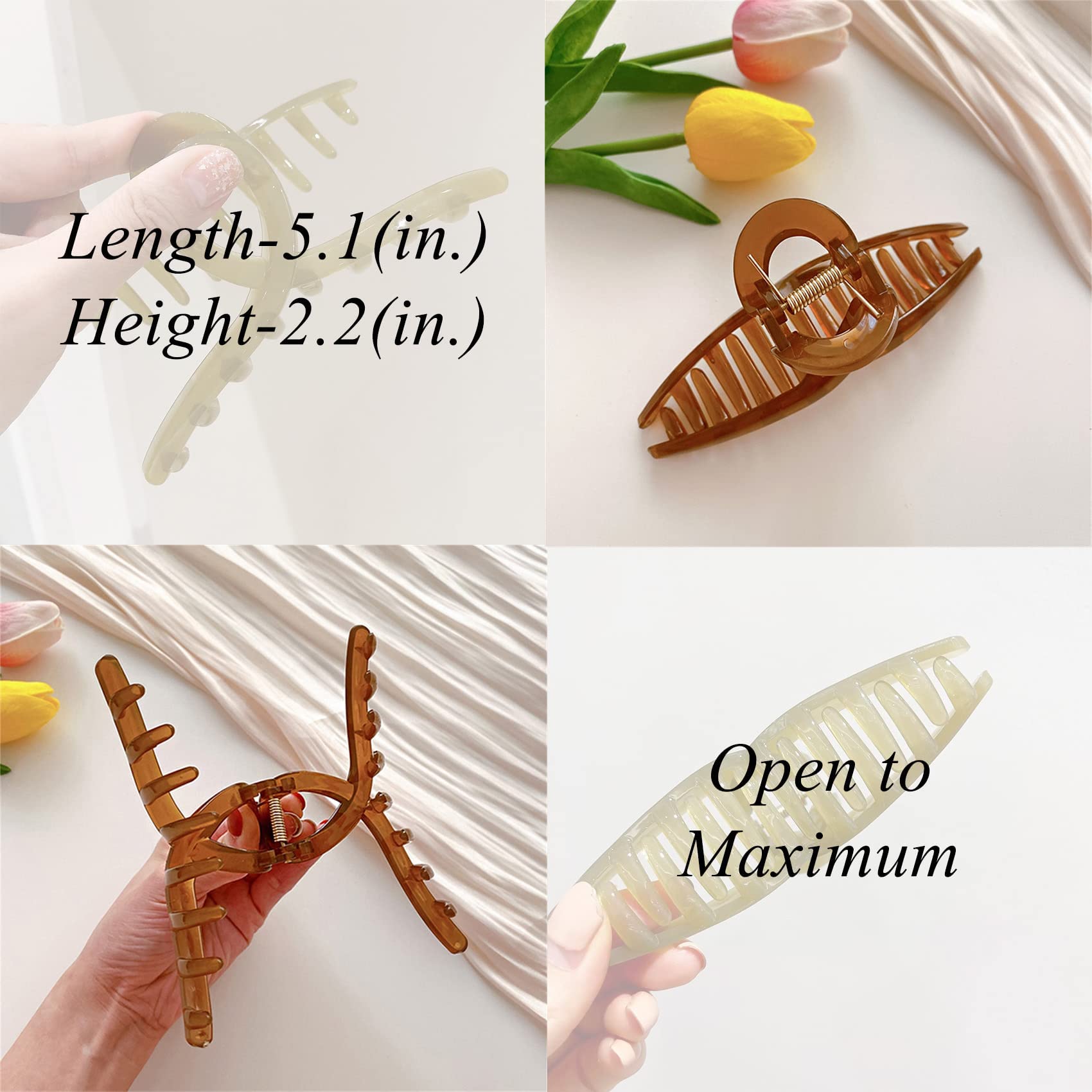 FAELBATY premium jaw clamps in brown and gray translucent shades for thick hair styling