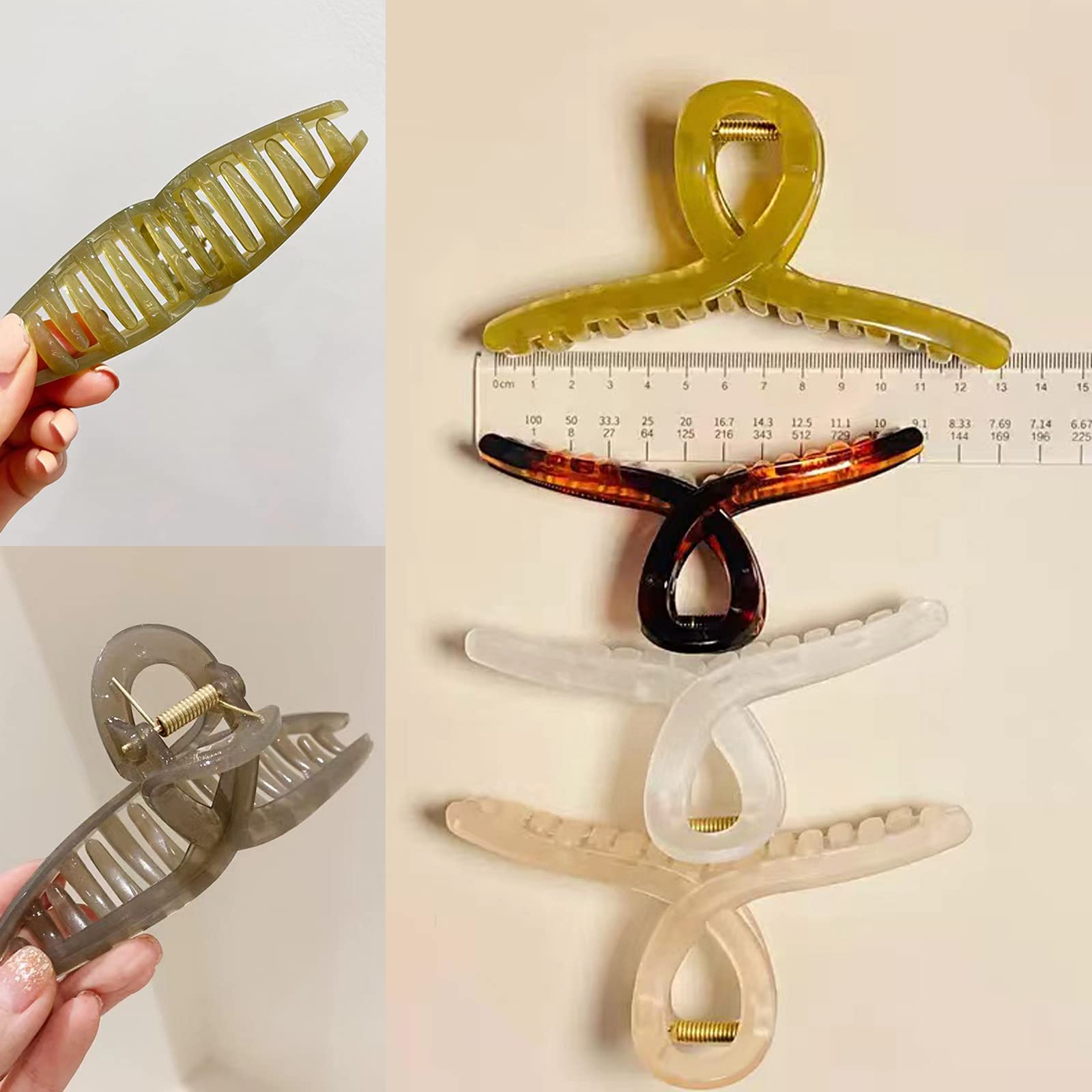 FAELBATY oversized hair claw clips showing the smooth rounded teeth for comfortable scalp wear