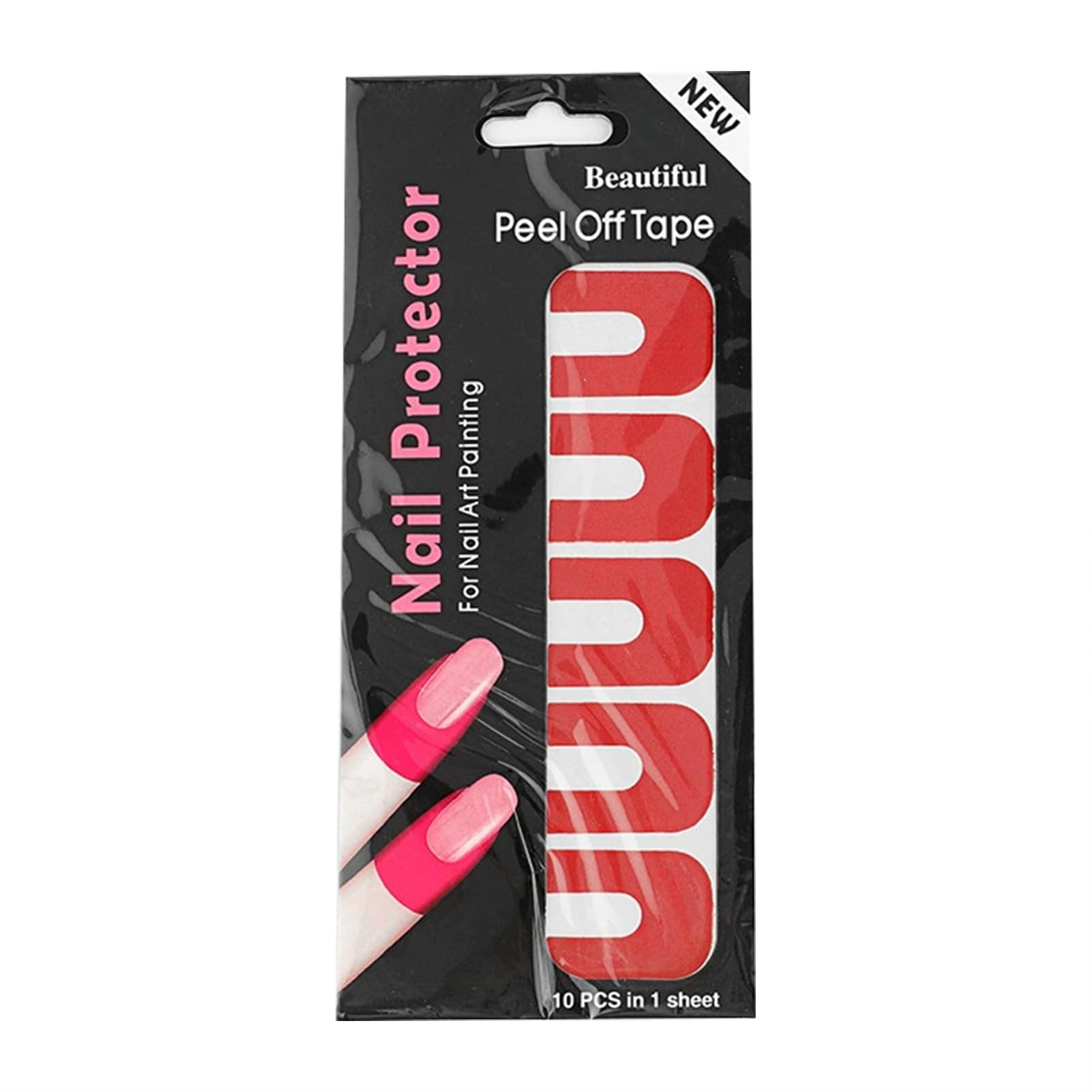 Close up of Beauty Affair Lb peel off nail tape on fingers