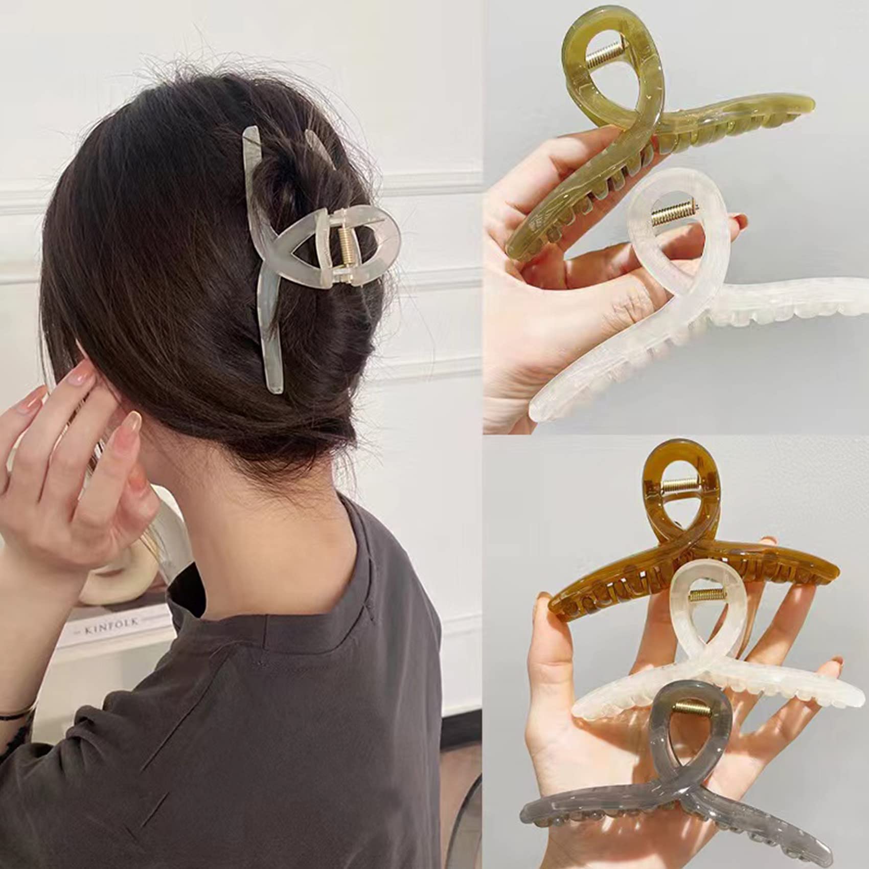 FAELBATY 4 piece multi color aesthetic jelly hair accessories collection for women and girls