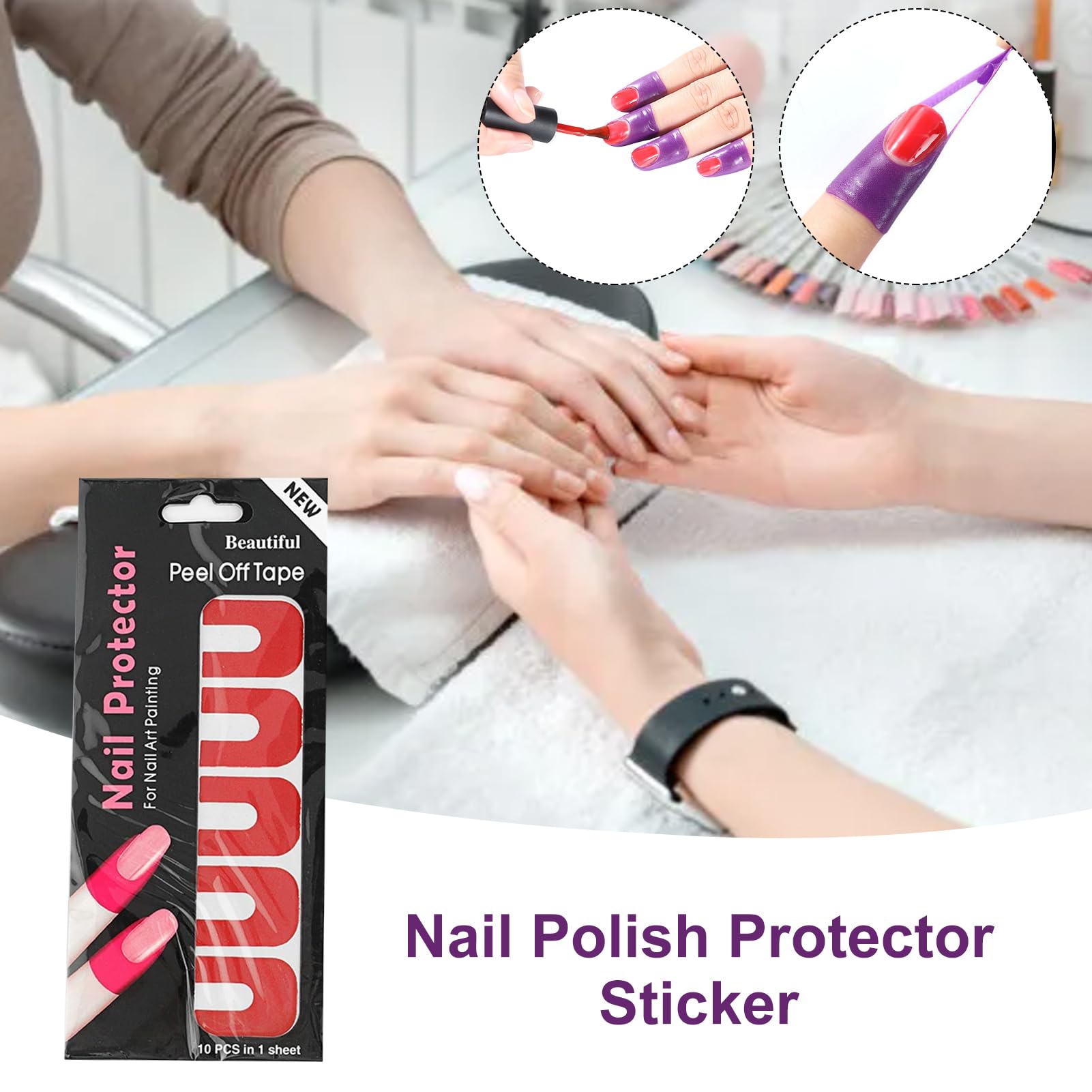 Application of U-shape nail polish guard during manicure