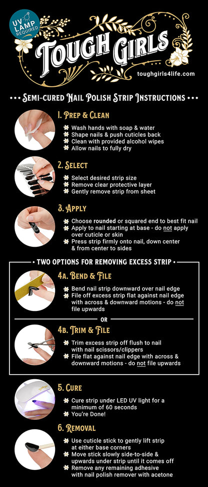 Authentic USA imported semi cured nail polish stickers for salon quality home beauty care.