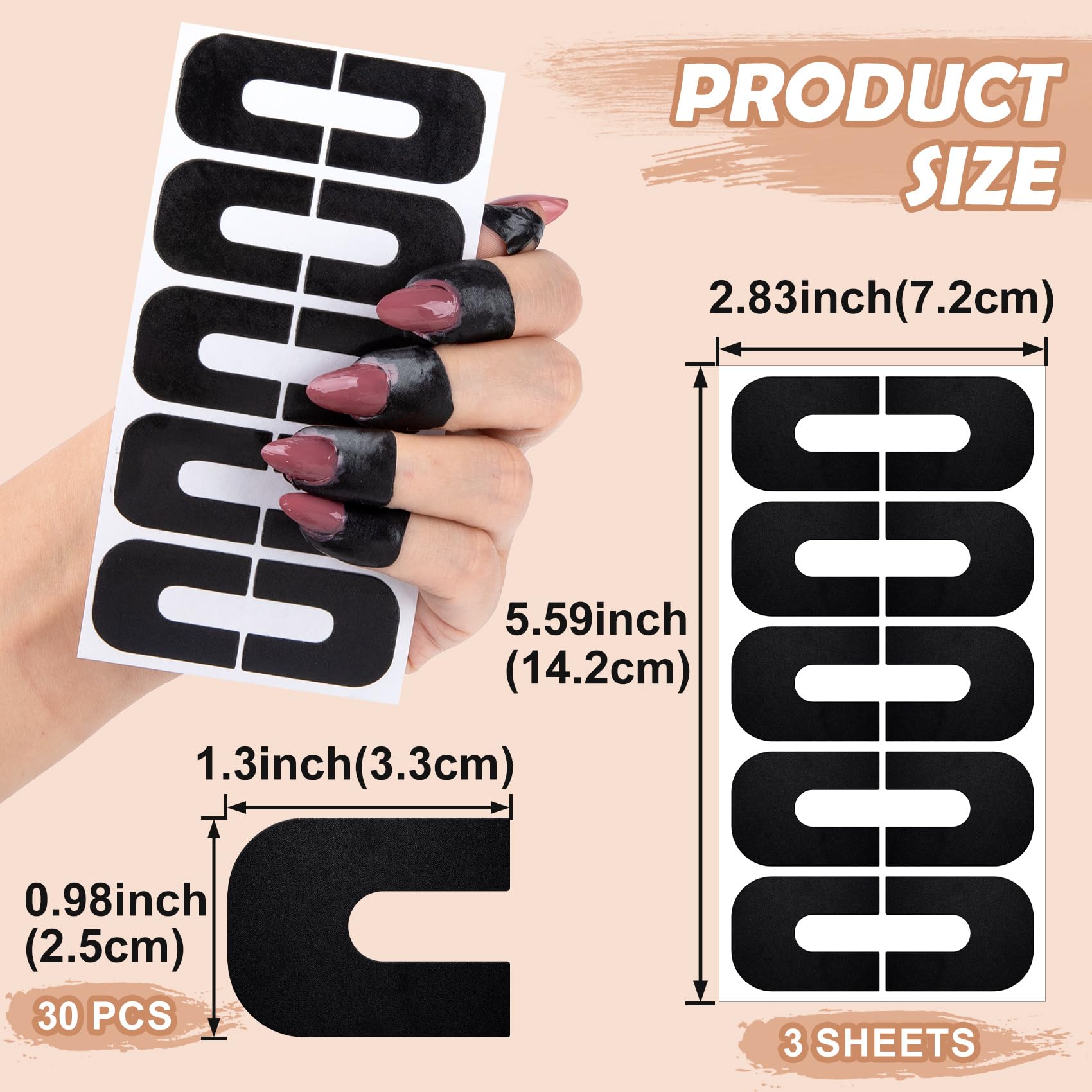 U-shaped PET skin barrier tape applied around the fingertip cuticle