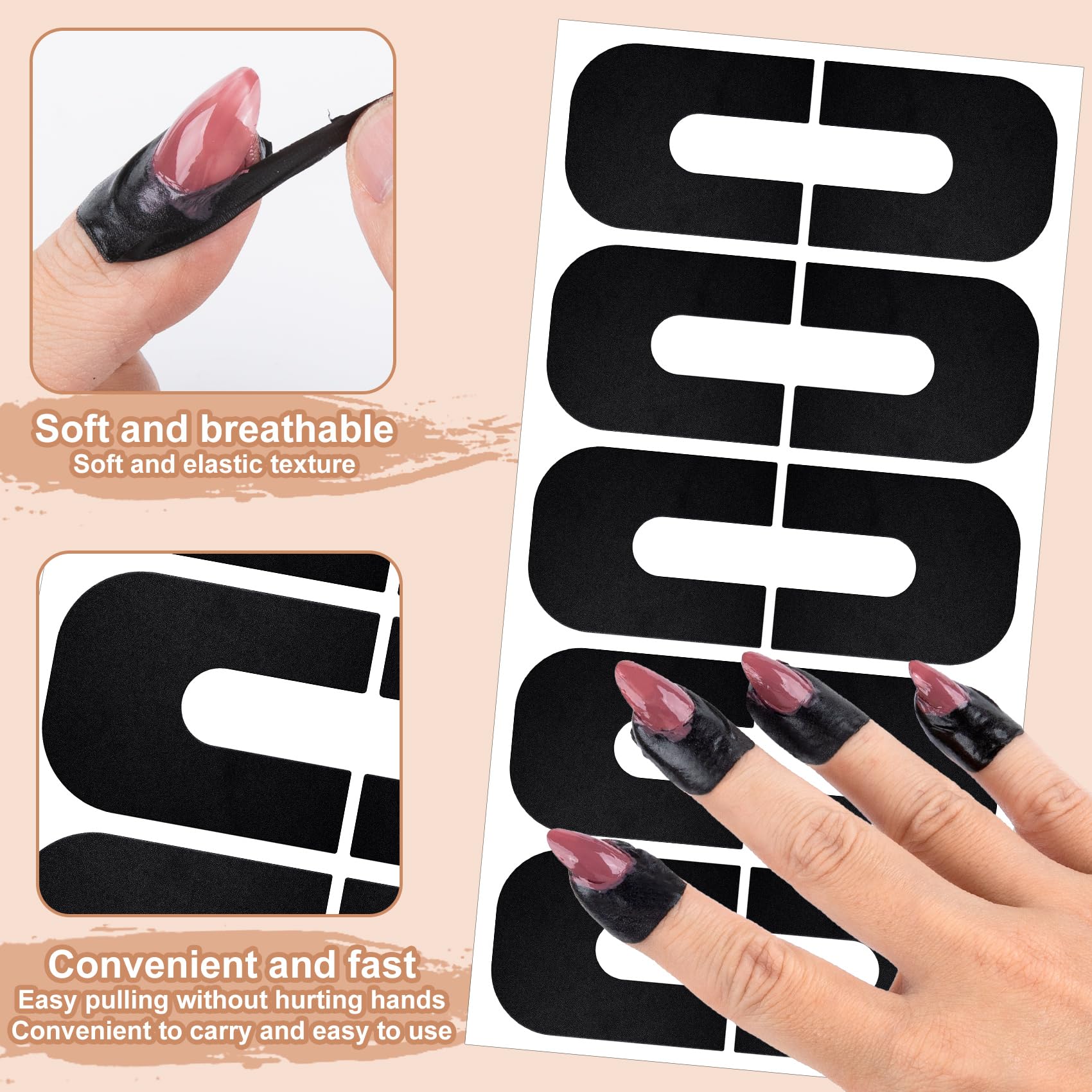 Flexible spill proof finger guard stickers showing tensile elasticity