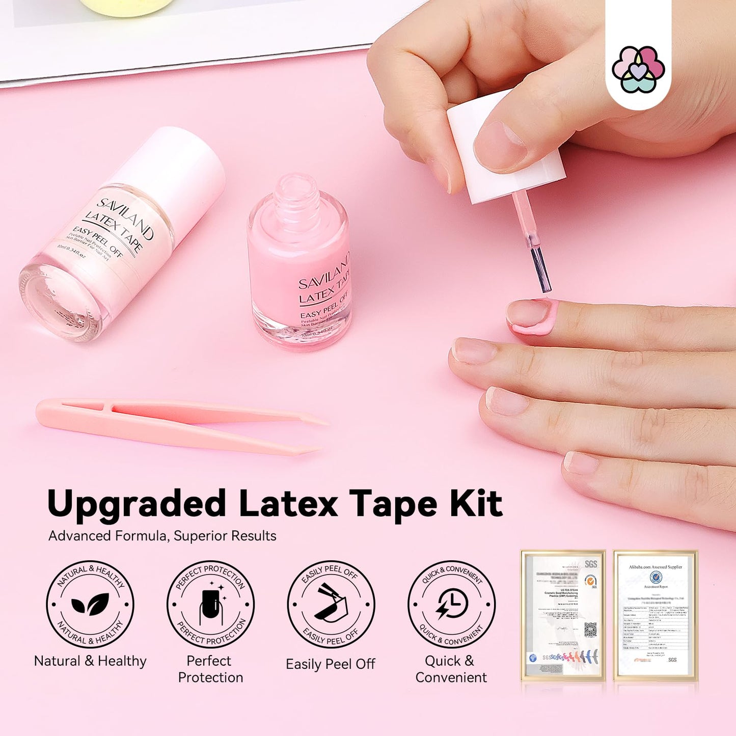 Liquid latex applied to cuticles for nail art protection