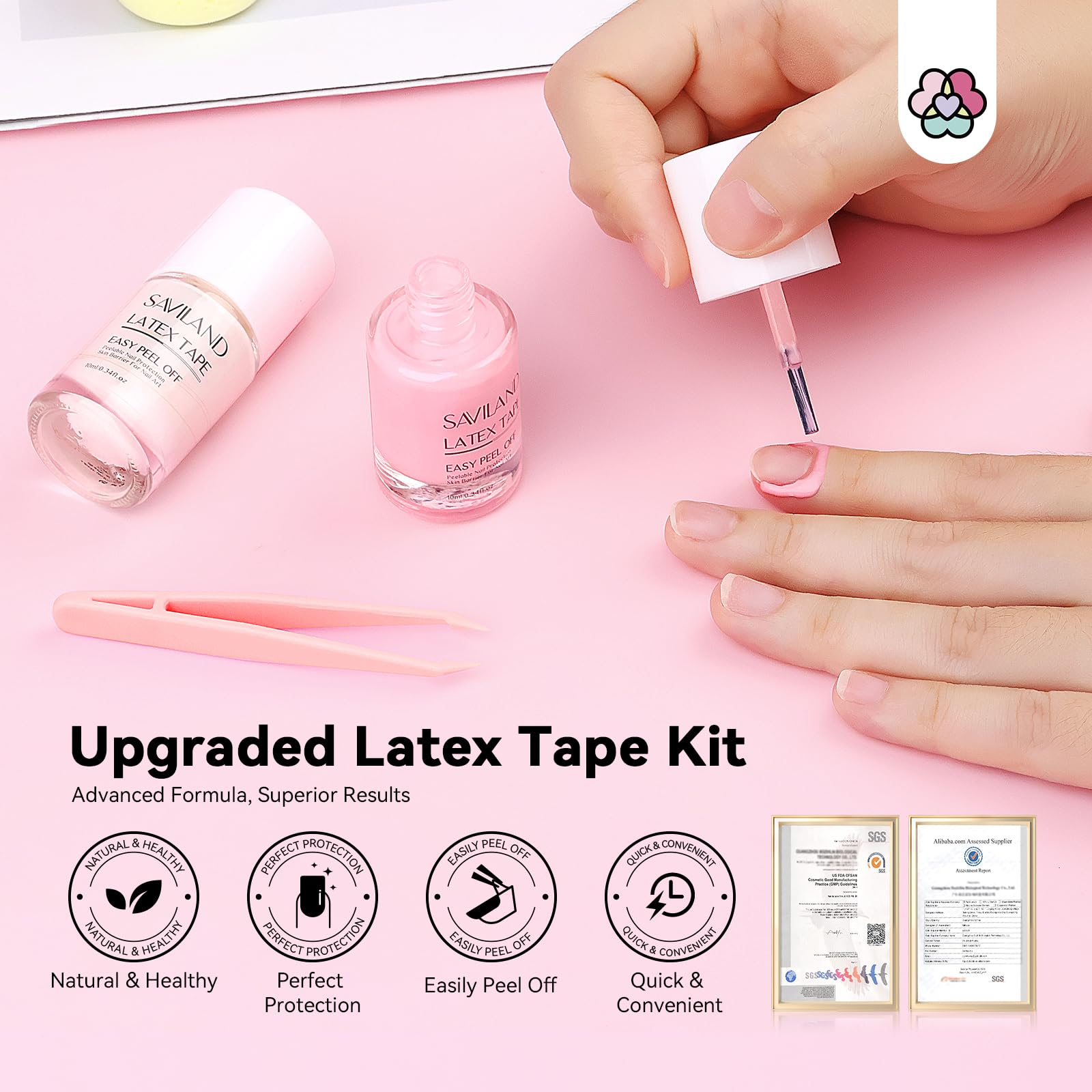 Liquid latex applied to cuticles for nail art protection