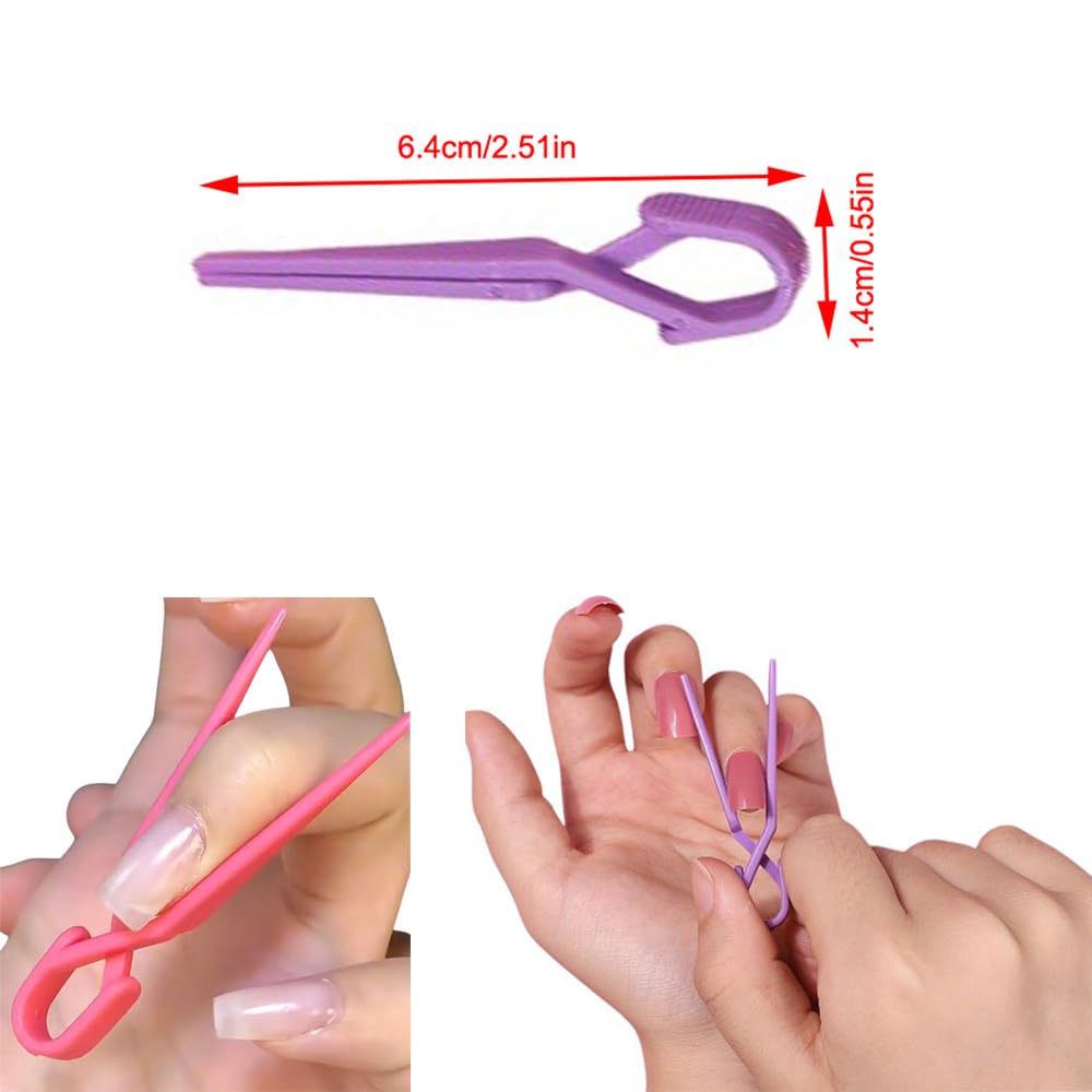 Pink and purple nail guard clips for manicure application