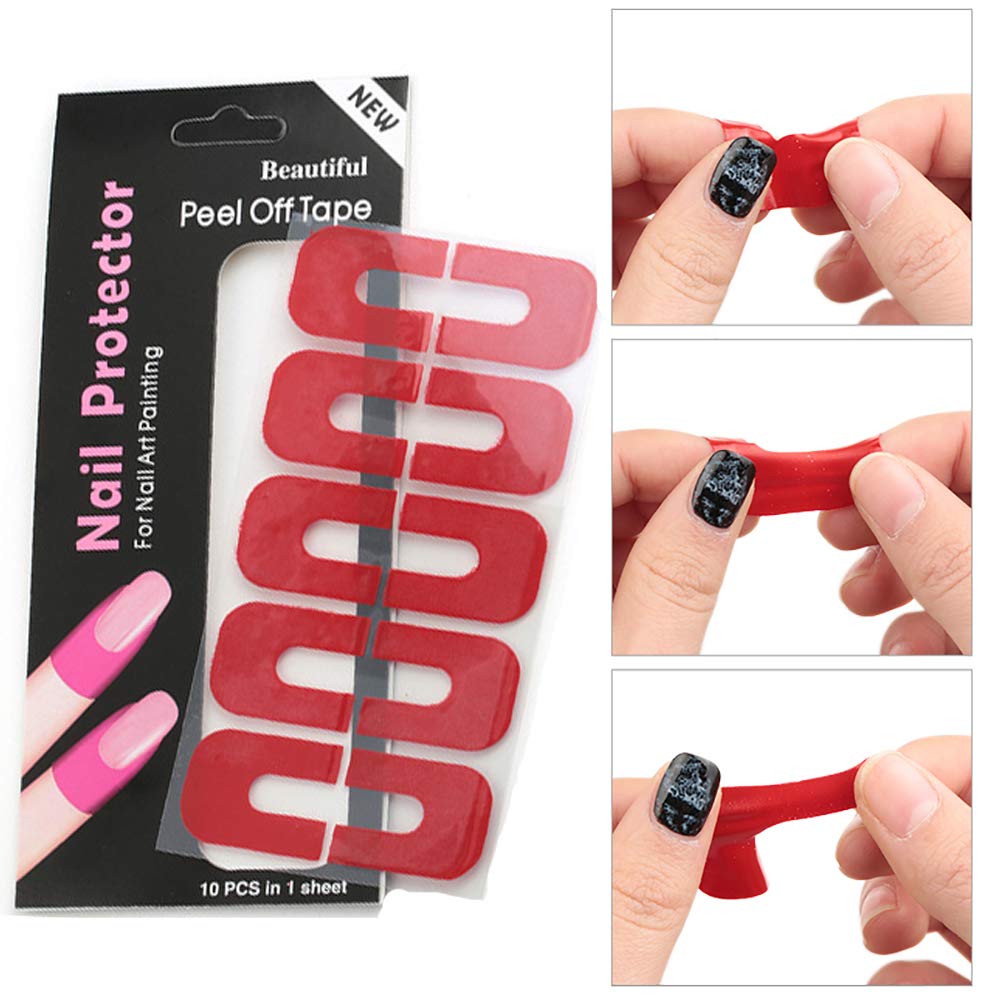 Close up view of the flexible u-shape design of EBANKU nail art protector stickers.