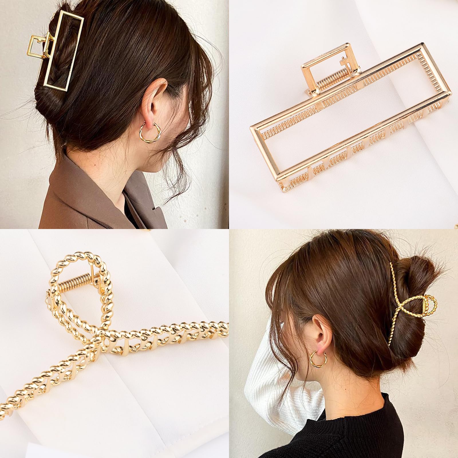 Premium gold finish hair claw accessory displaying the elegant glossy pearl detailing