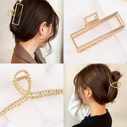 Premium gold finish hair claw accessory displaying the elegant glossy pearl detailing