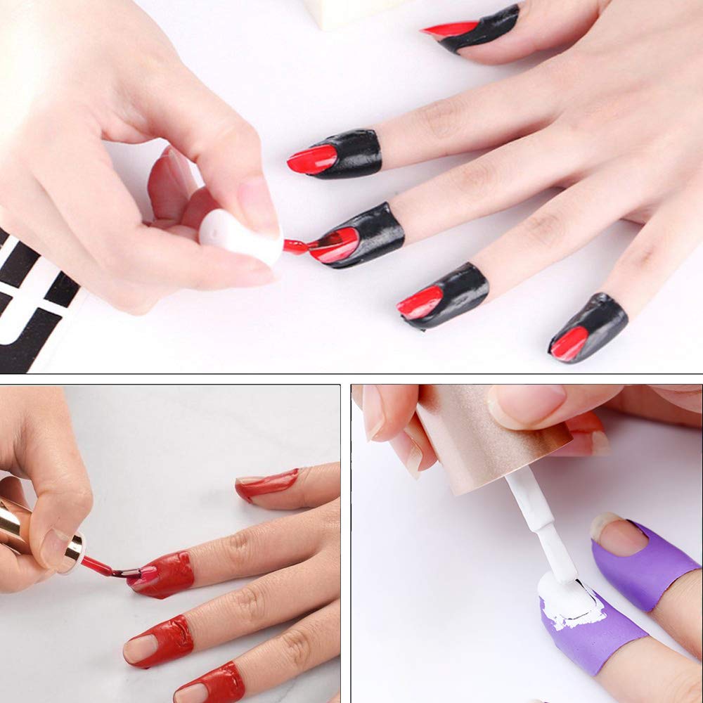 A student using EBANKU disposable finger stickers for mess free nail stamping and painting practice.