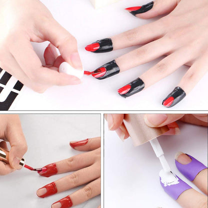 A student using EBANKU disposable finger stickers for mess free nail stamping and painting practice.