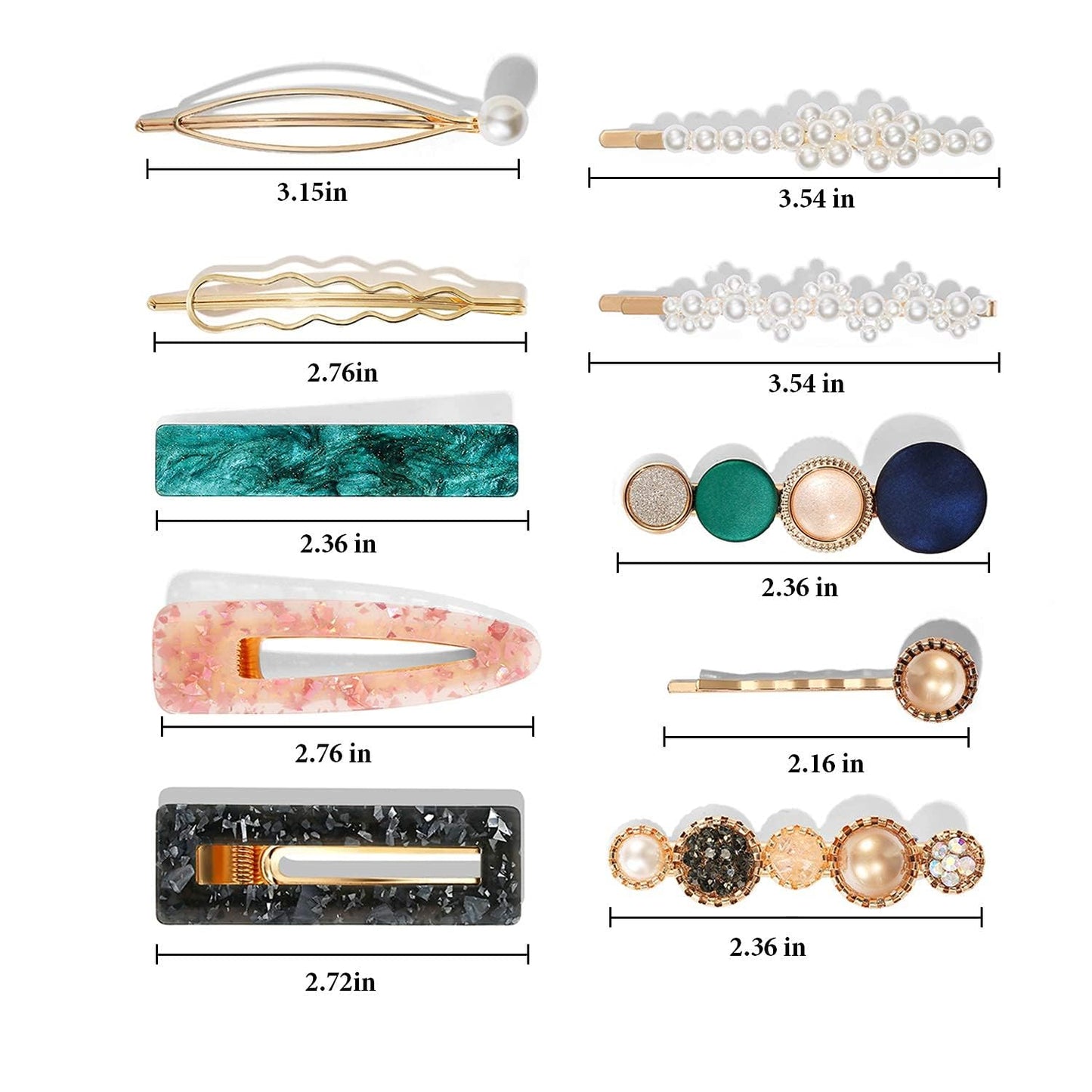 Durable marble acrylic resin geometric hair barrettes by Mehayi for girls fashion styling.
