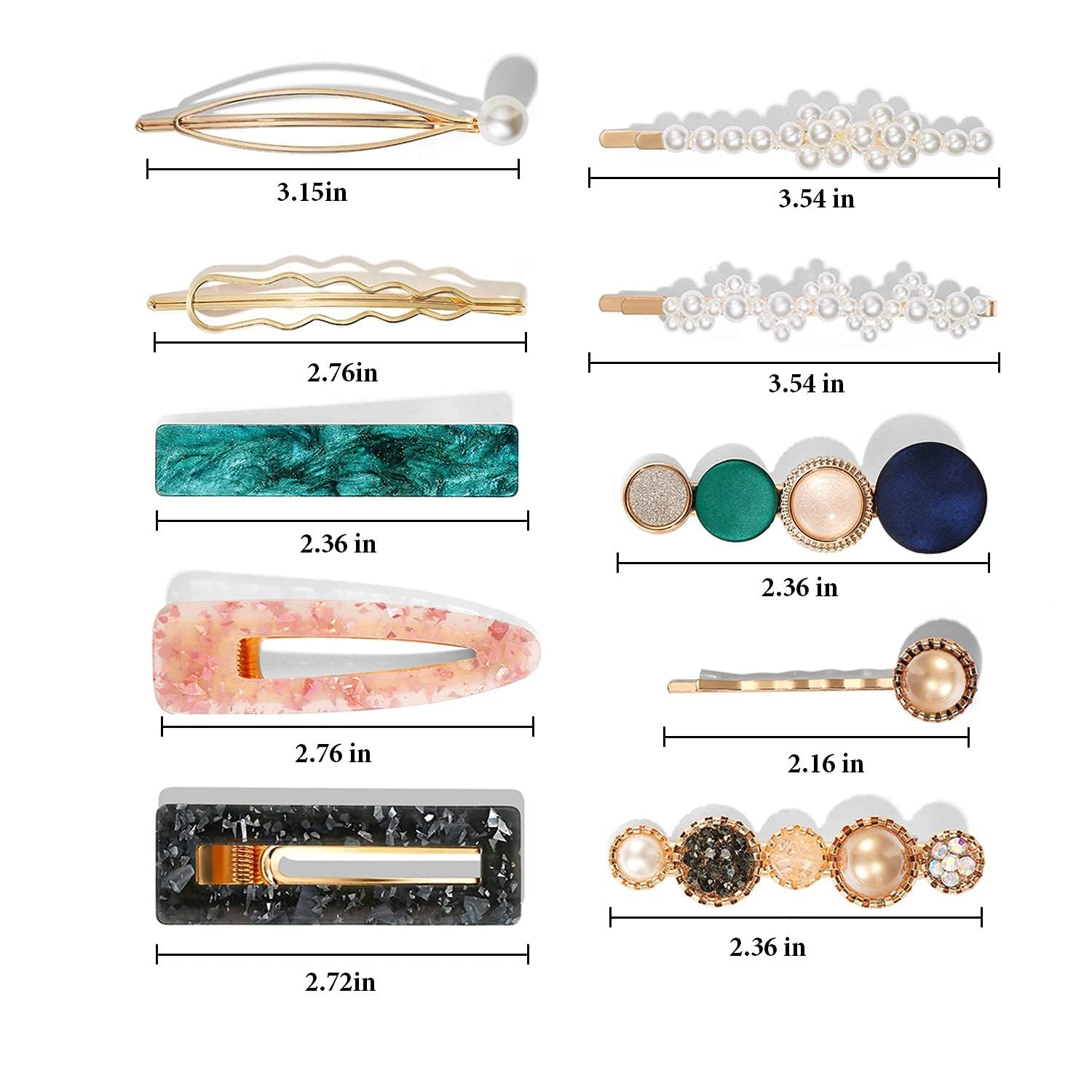 Durable marble acrylic resin geometric hair barrettes by Mehayi for girls fashion styling.
