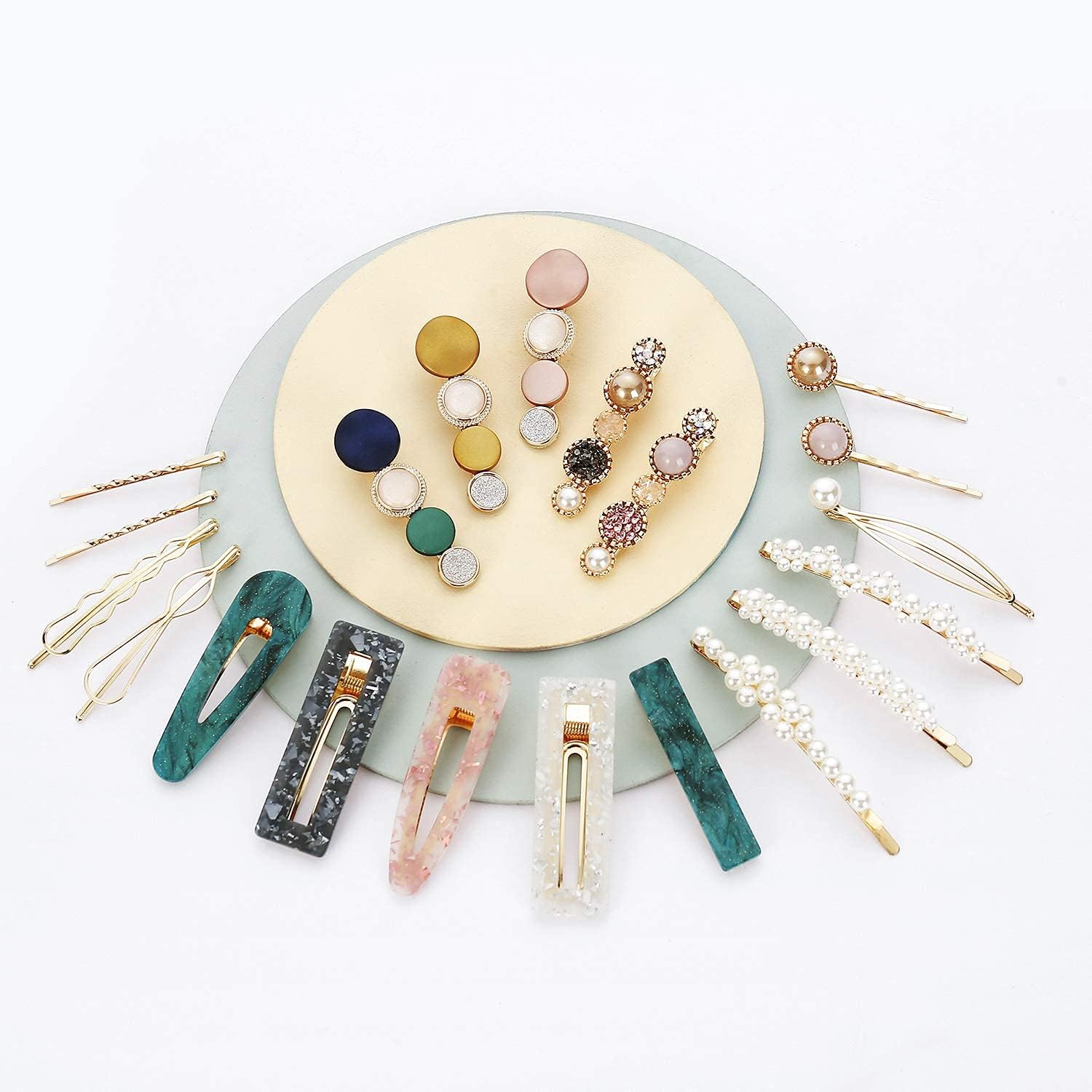 Collection of twenty unique Mehayi boho fancy bobby pins and decorative wedding hairpins.