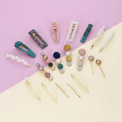 Mehayi twenty piece premium hair accessory set arranged neatly as a luxury gift option.