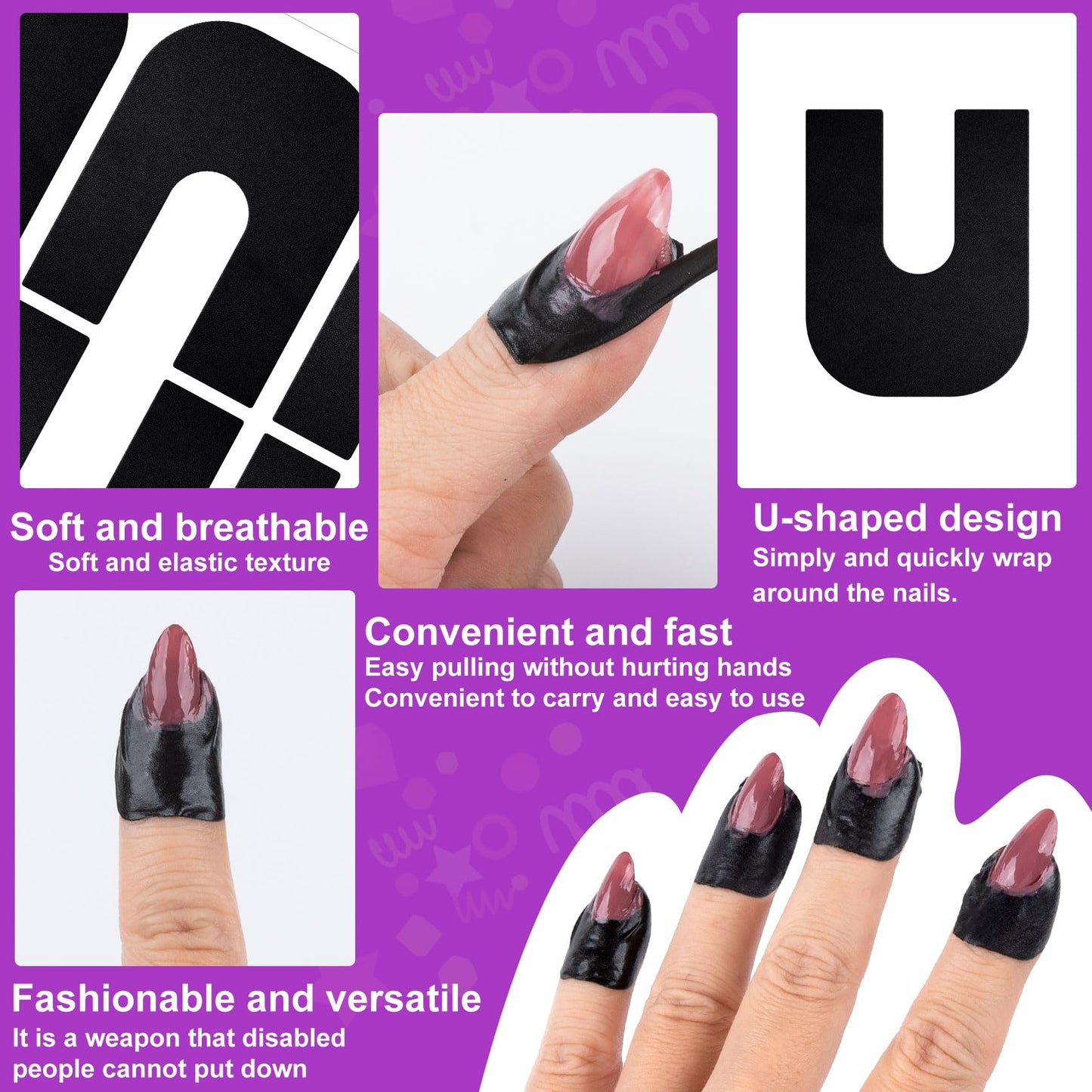 Isslly peel-off nail art supplies sheet demonstrating easy removal of flexible finger protection tape