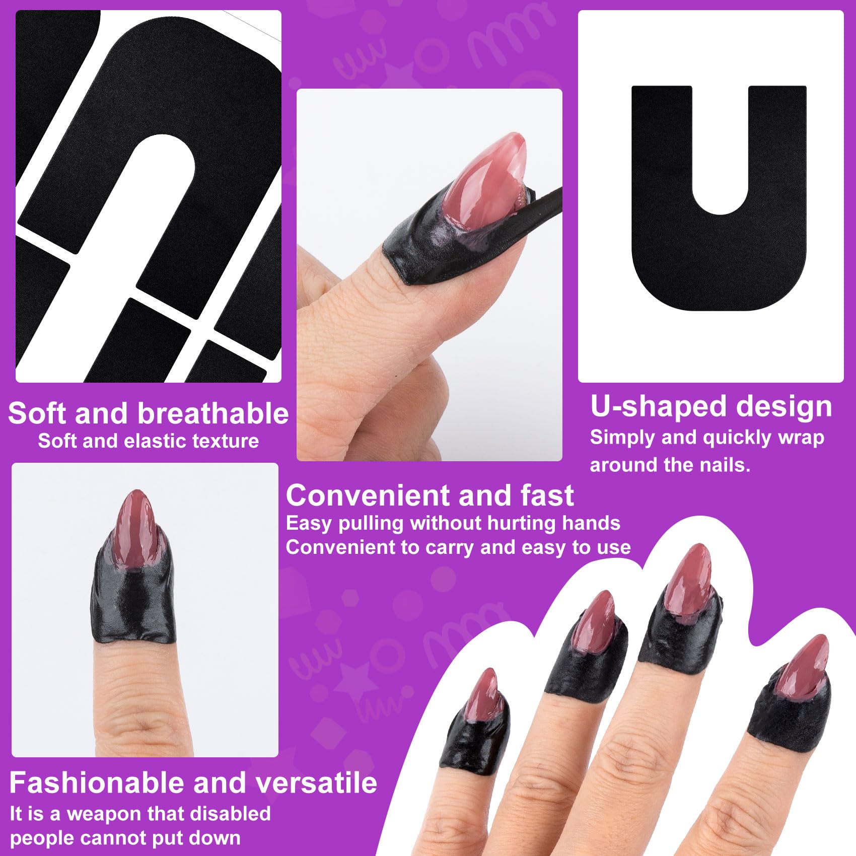 Isslly peel-off nail art supplies sheet demonstrating easy removal of flexible finger protection tape