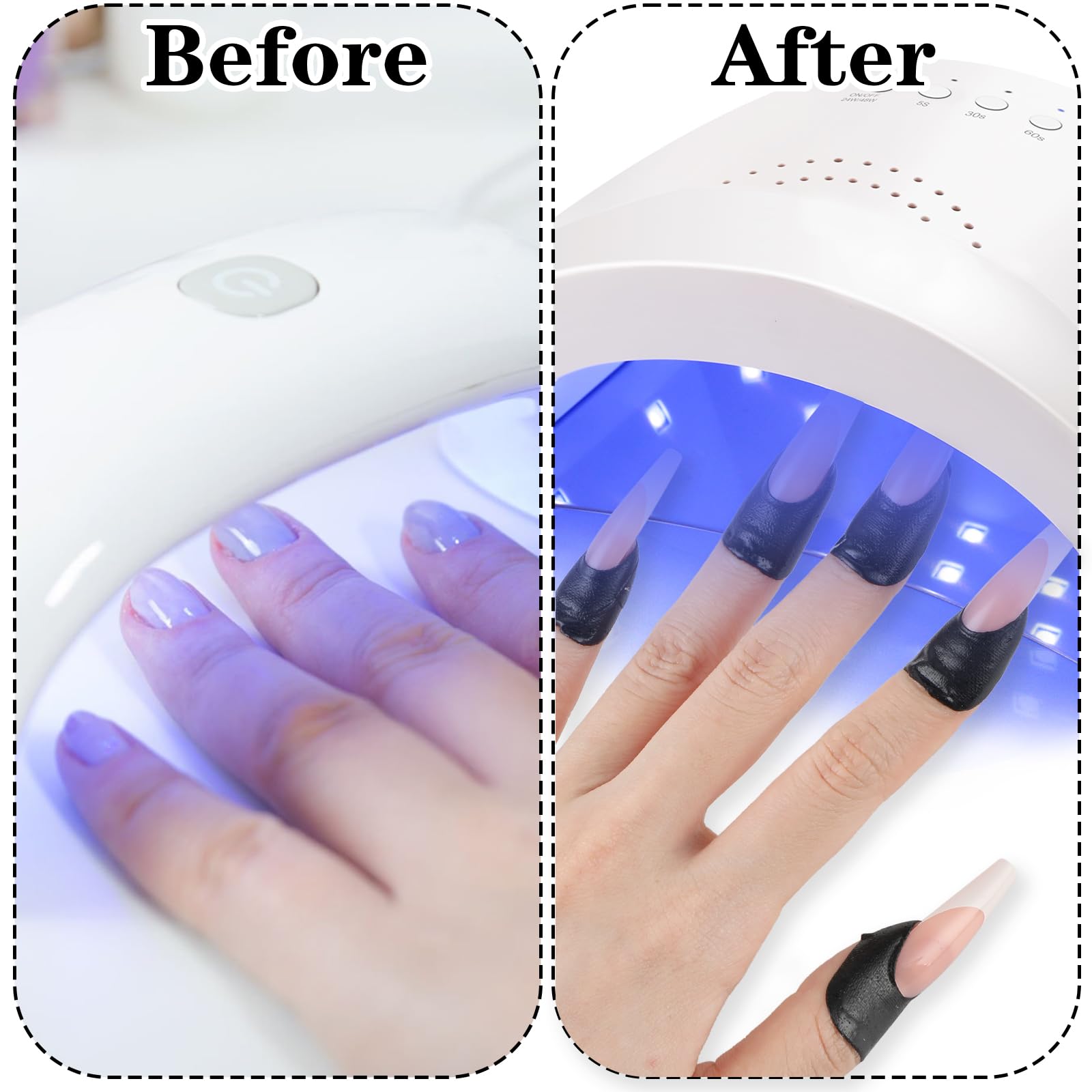 Applying peel off barrier stickers for French tip nails